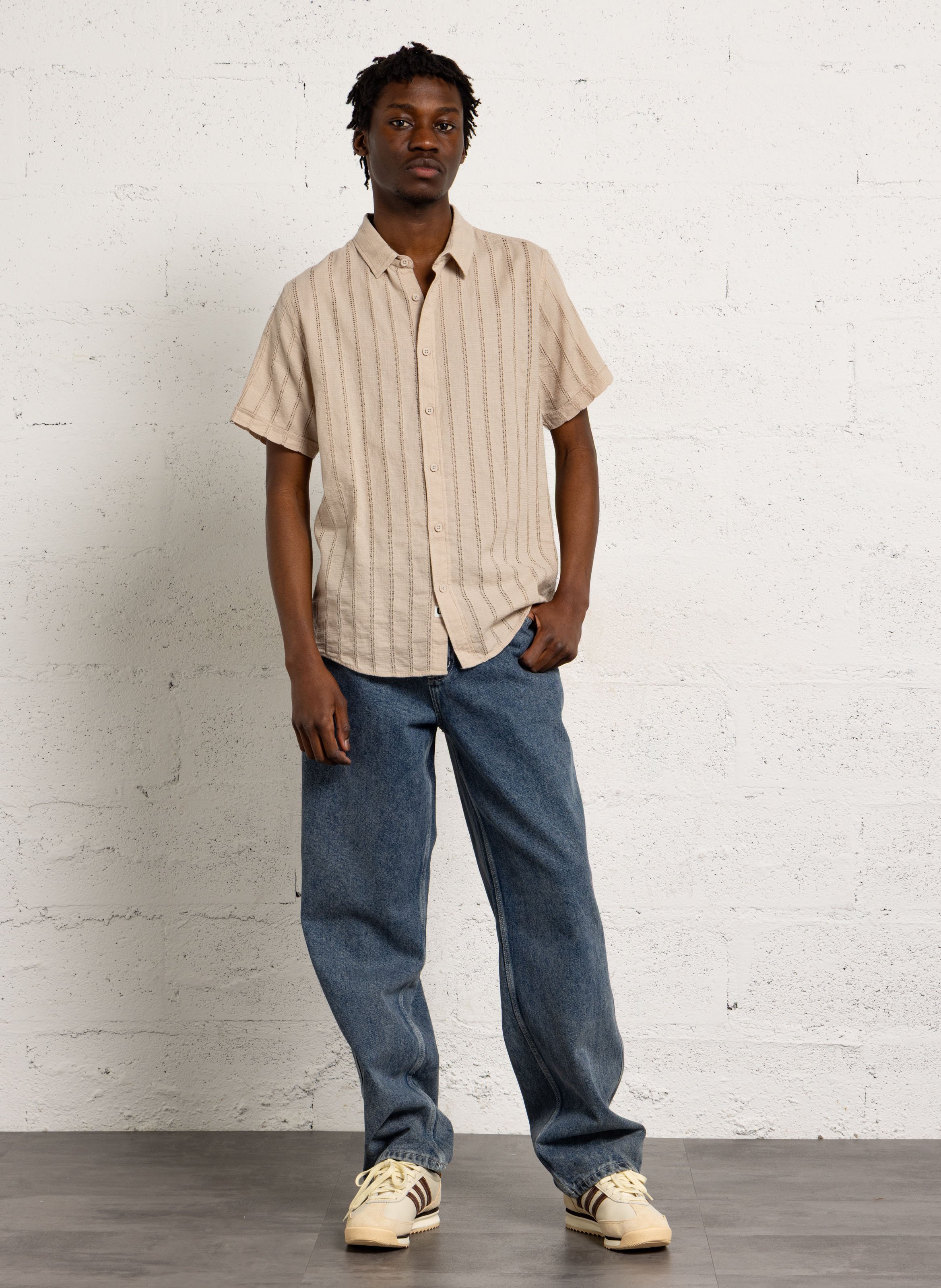 Chemise col classique en coton mélangé LE TEMPS DES CERISES Gris