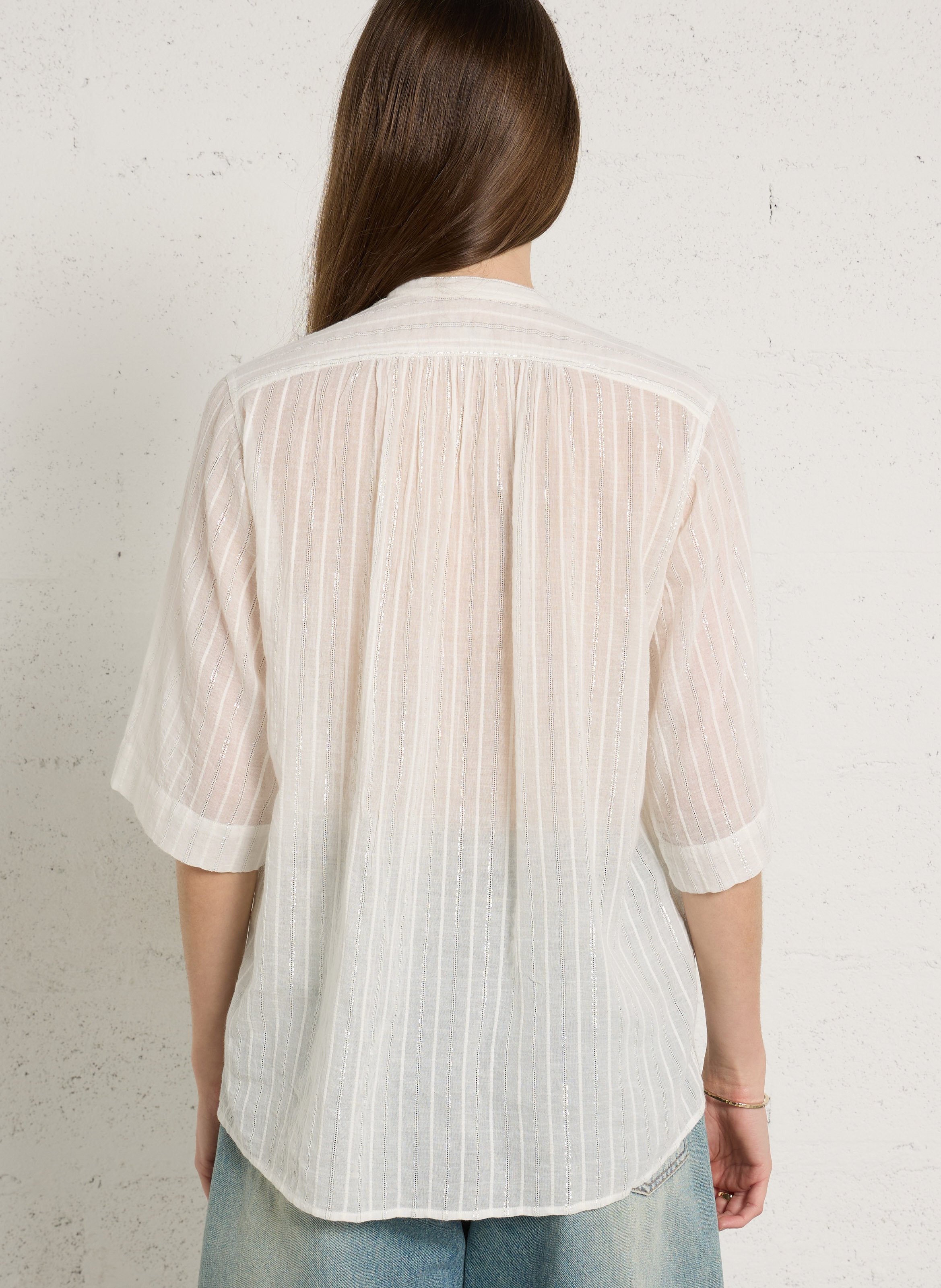 Top col rond en coton LAURENCE BRAS Blanc