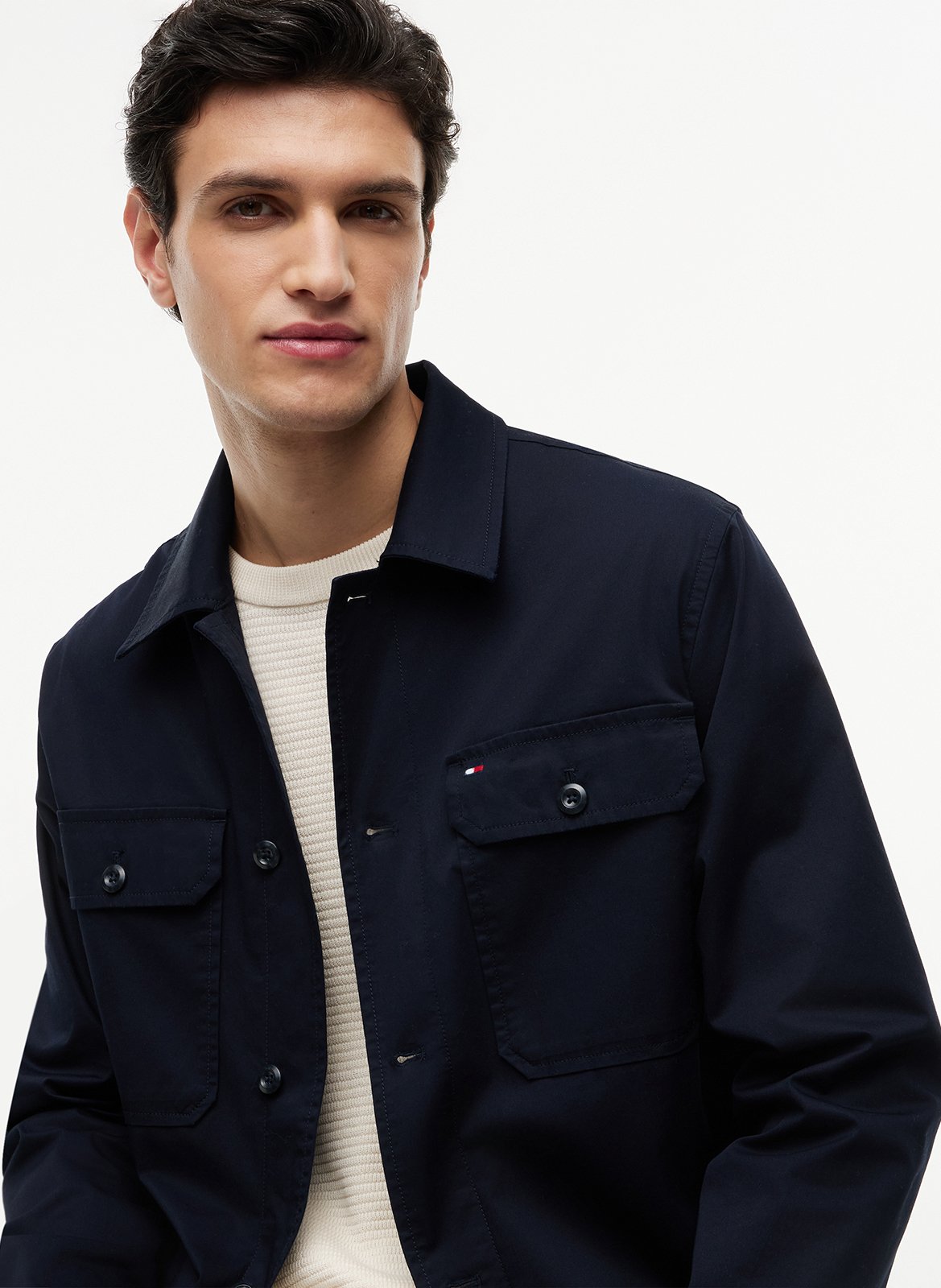 Organic Cotton Blend Overshirt TOMMY HILFIGER Blue