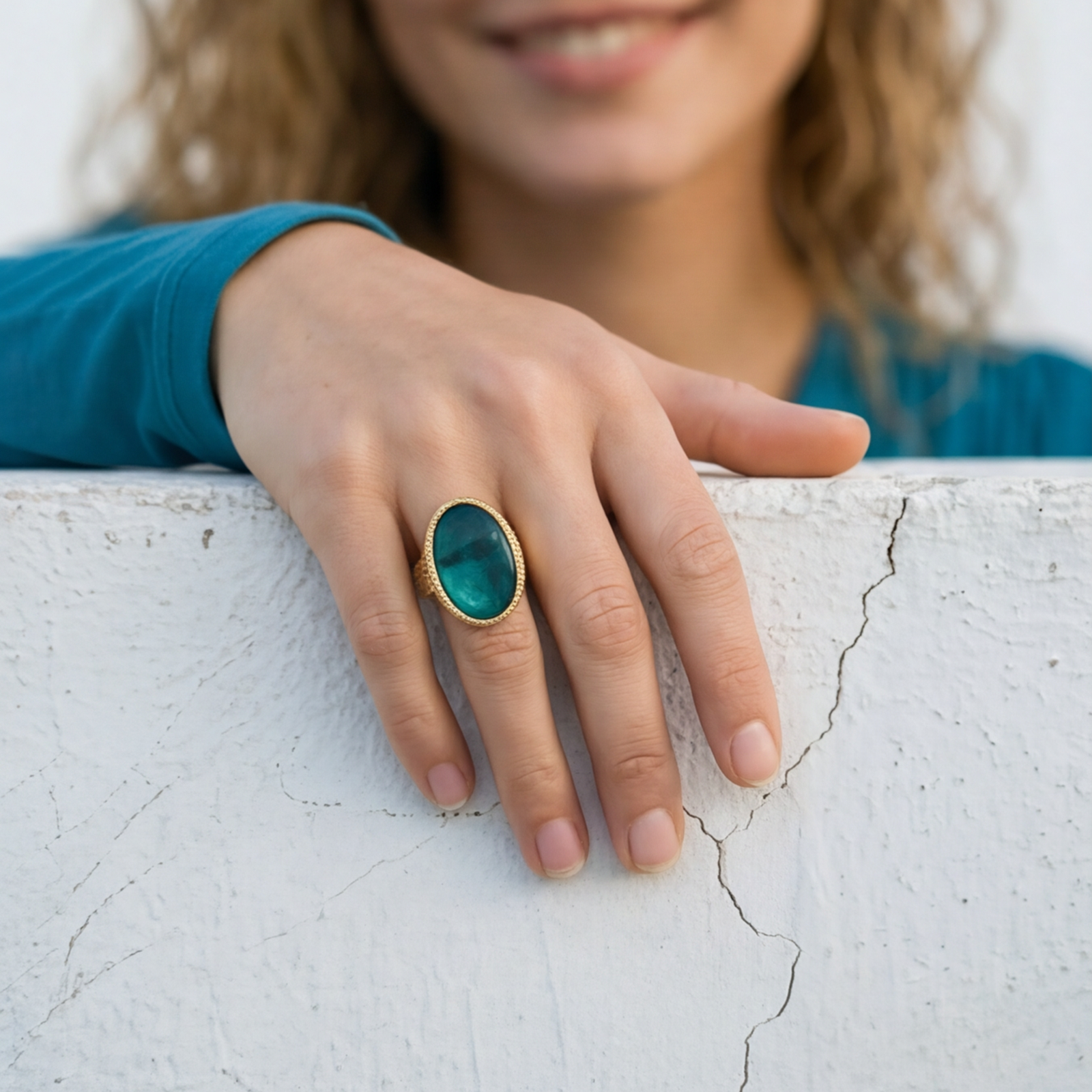 Adjustable ring in gold-plated 24K. SATELLITE PARIS Green