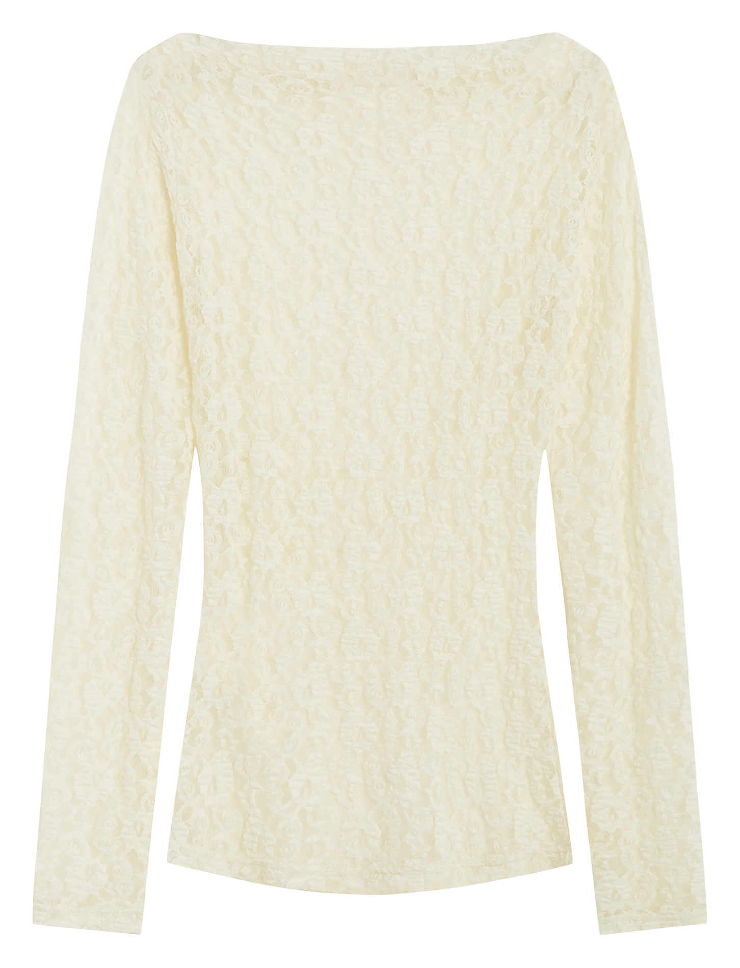 Straight round-neck lace top GRACE ET MILA White