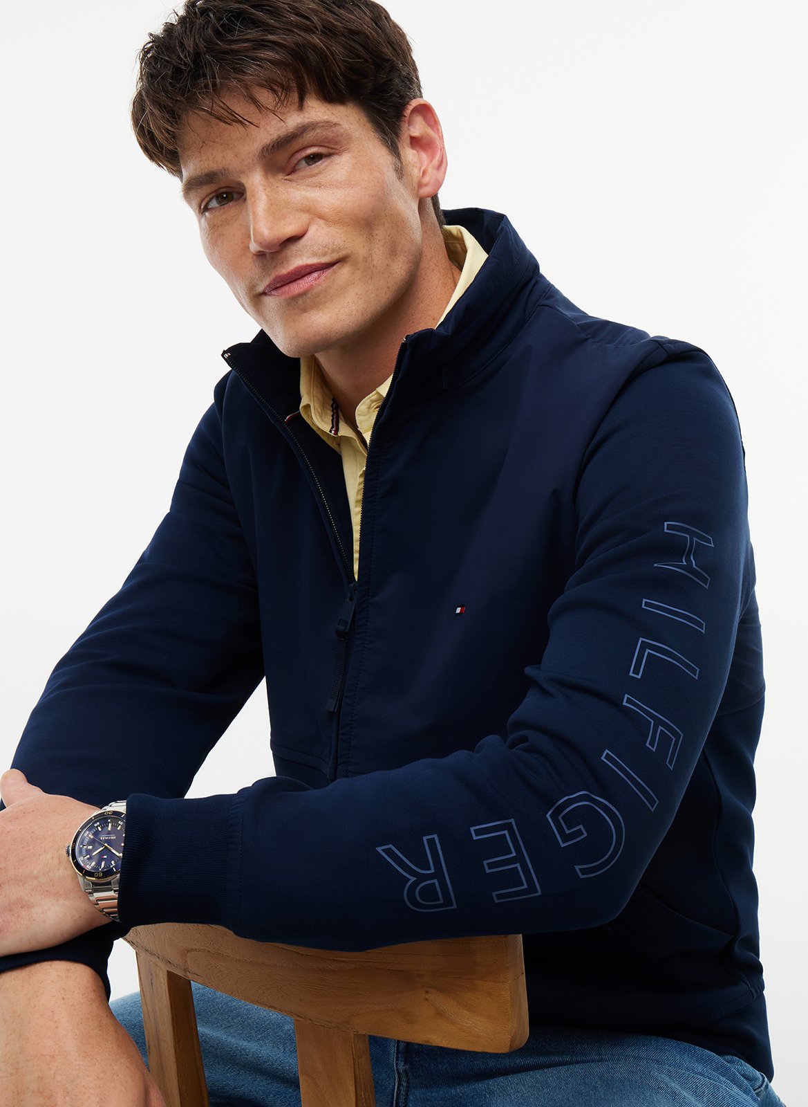 Gerader Sweatshirt mit Reißverschluss aus Baumwollmischung TOMMY HILFIGER Blau