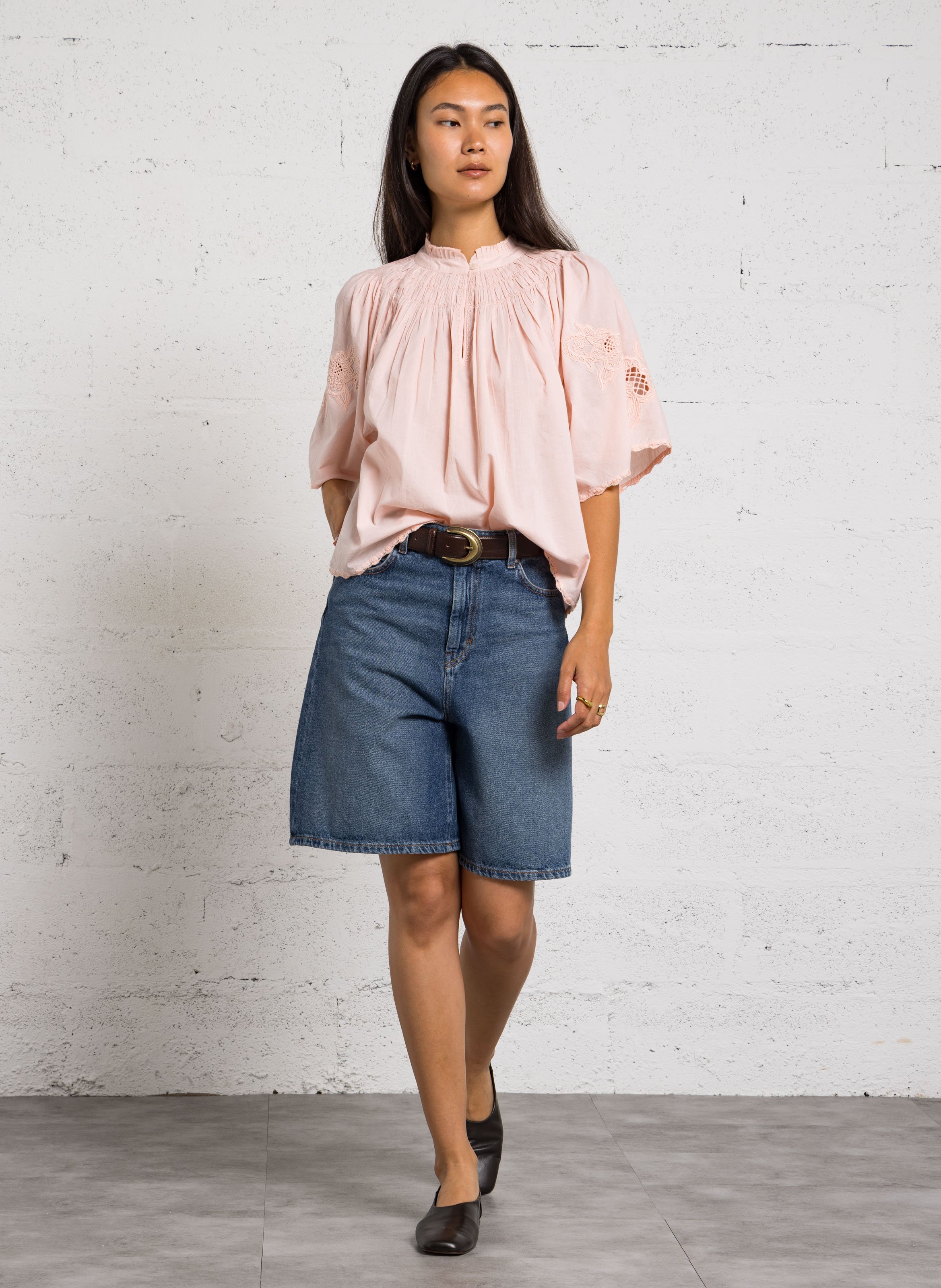 Round-neck cotton blouse MAISON 123 Pink