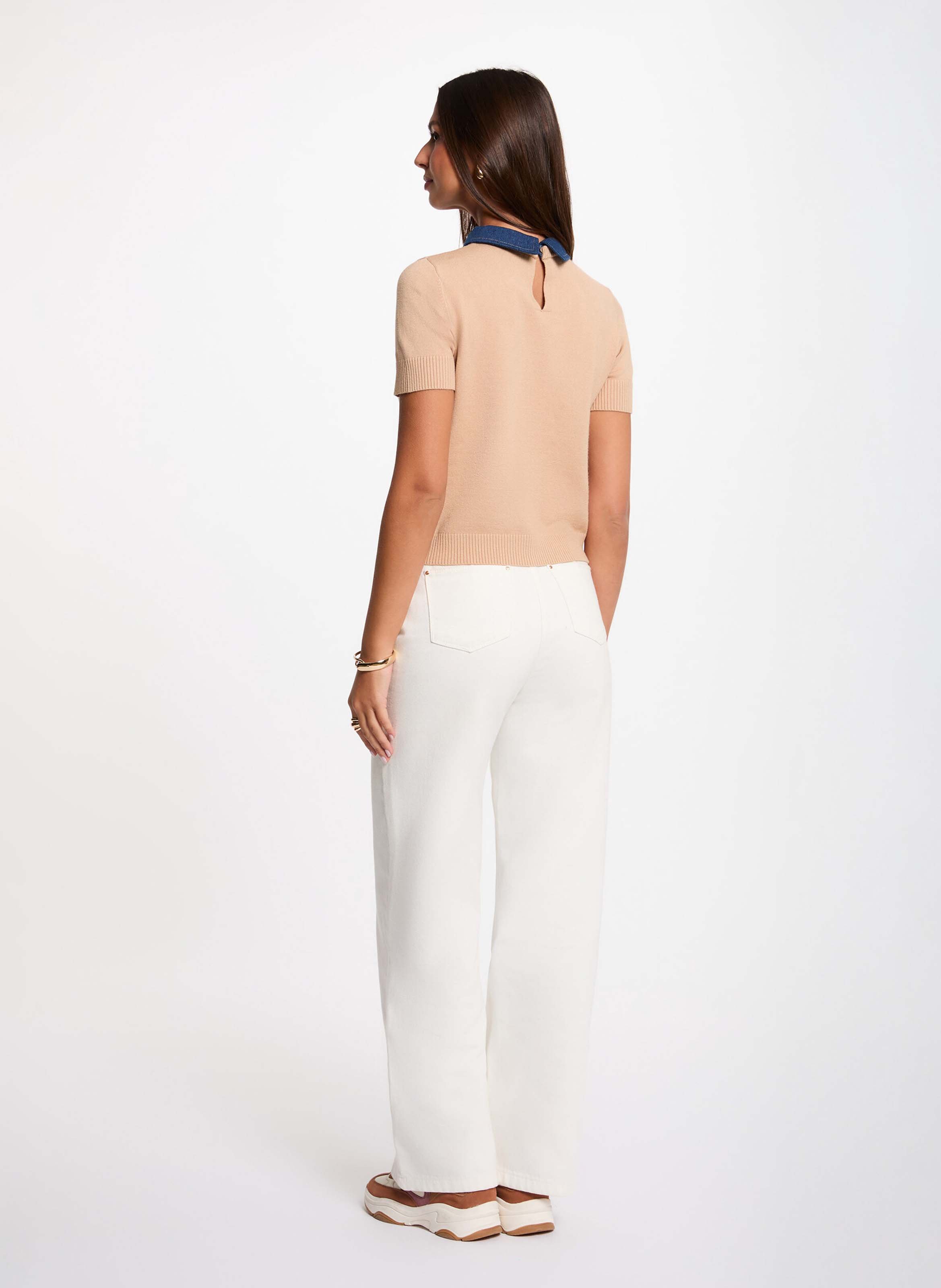 Denim polo neck sweater | Brown MORGAN Women