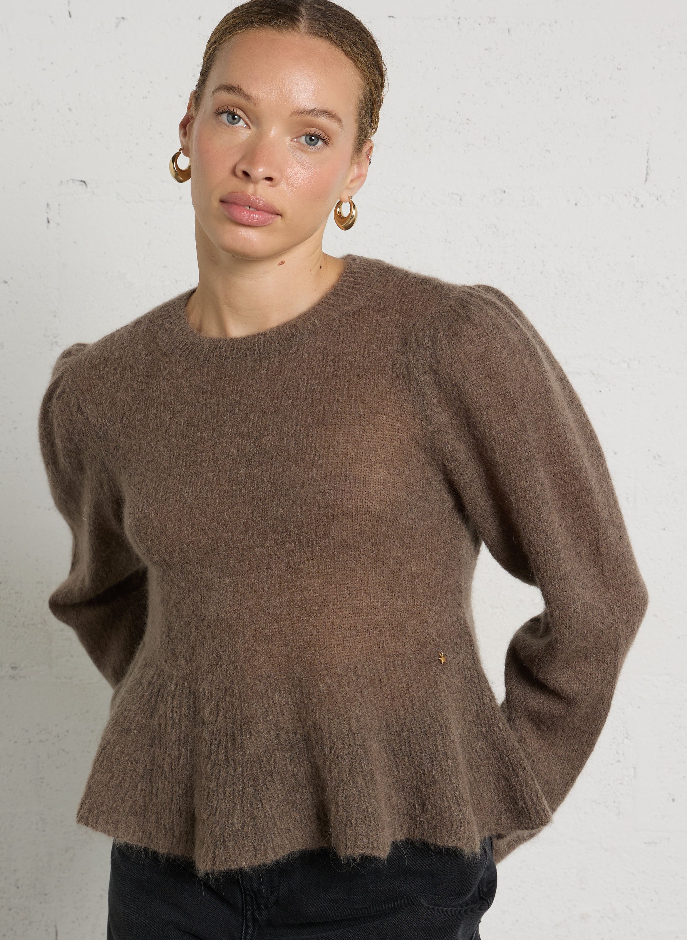 Ausgestellter Pullover aus Wollmischung DES PETITS HAUTS Grau