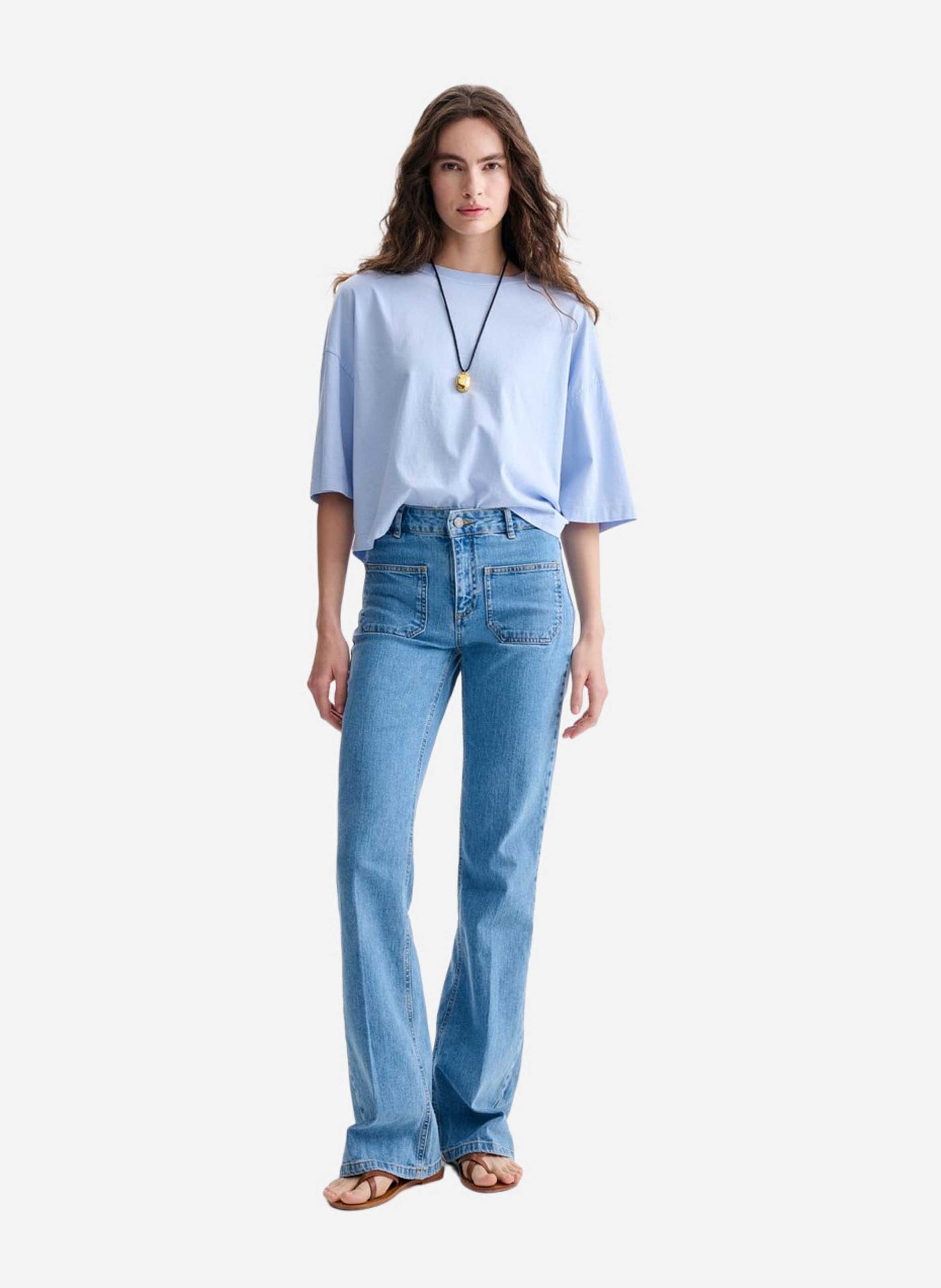 Kort T-shirt van biokatoen | Blauw VANESSA BRUNO Dames