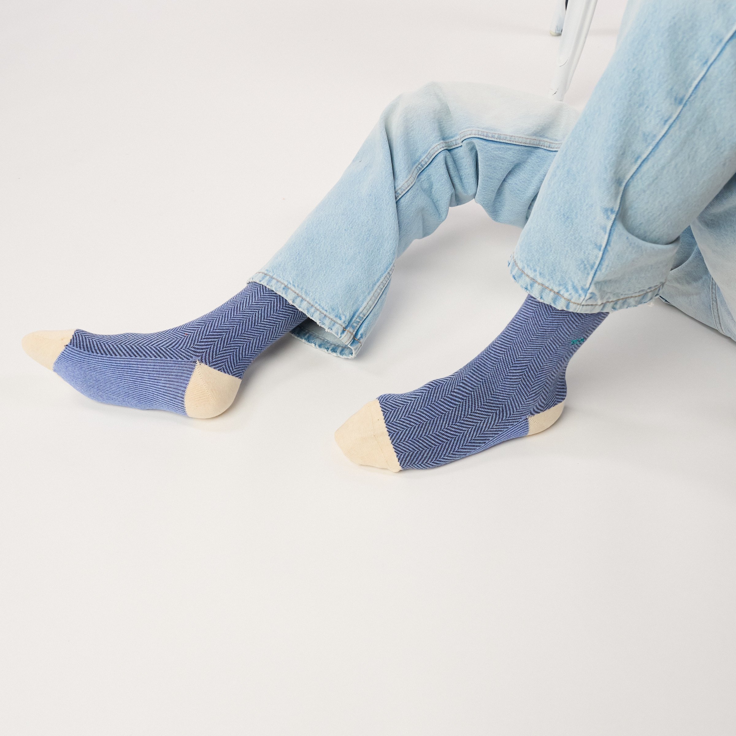 Combed cotton herringbone socks | Blue BILLYBELT Men