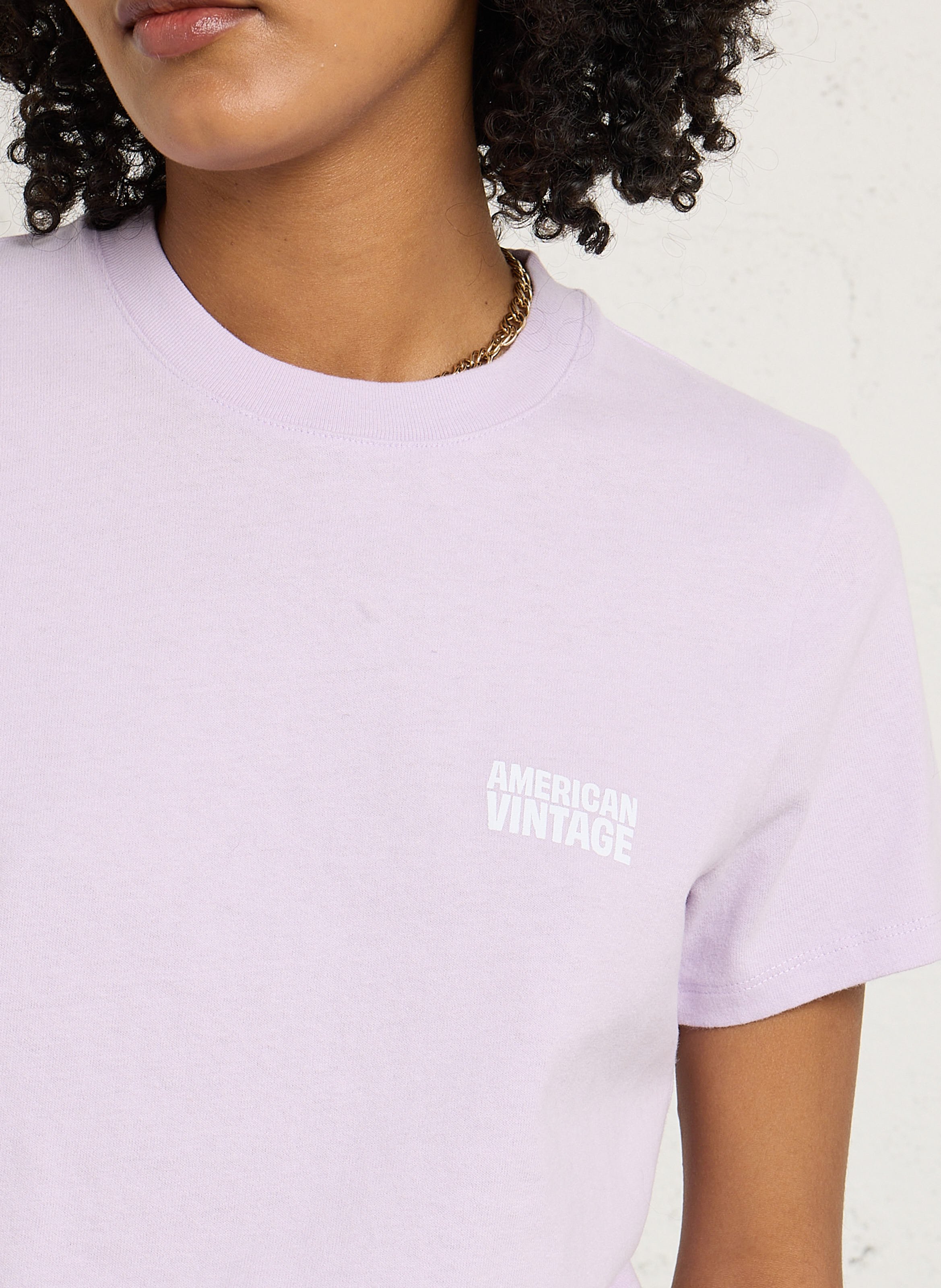 Tee-shirt droit col rond en coton AMERICAN VINTAGE Violet