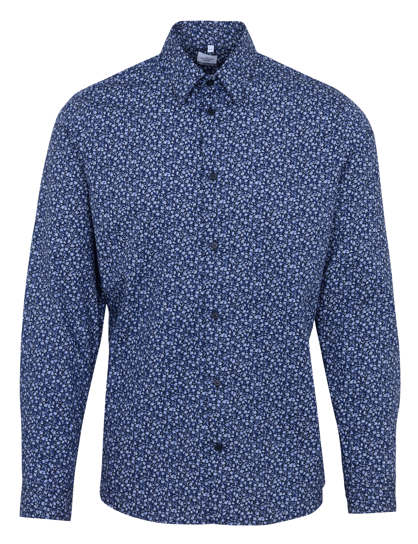 Katoenen blouse met klassieke kraag AU PRINTEMPS PARIS Blauw