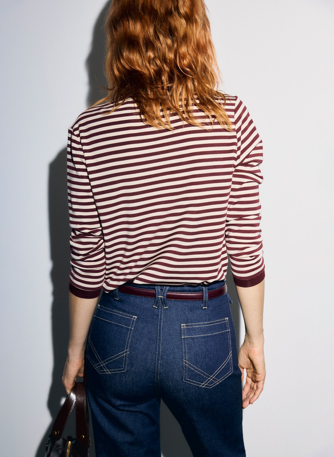T-shirt manches longues droit col rond rayé GERARD DAREL Rouge