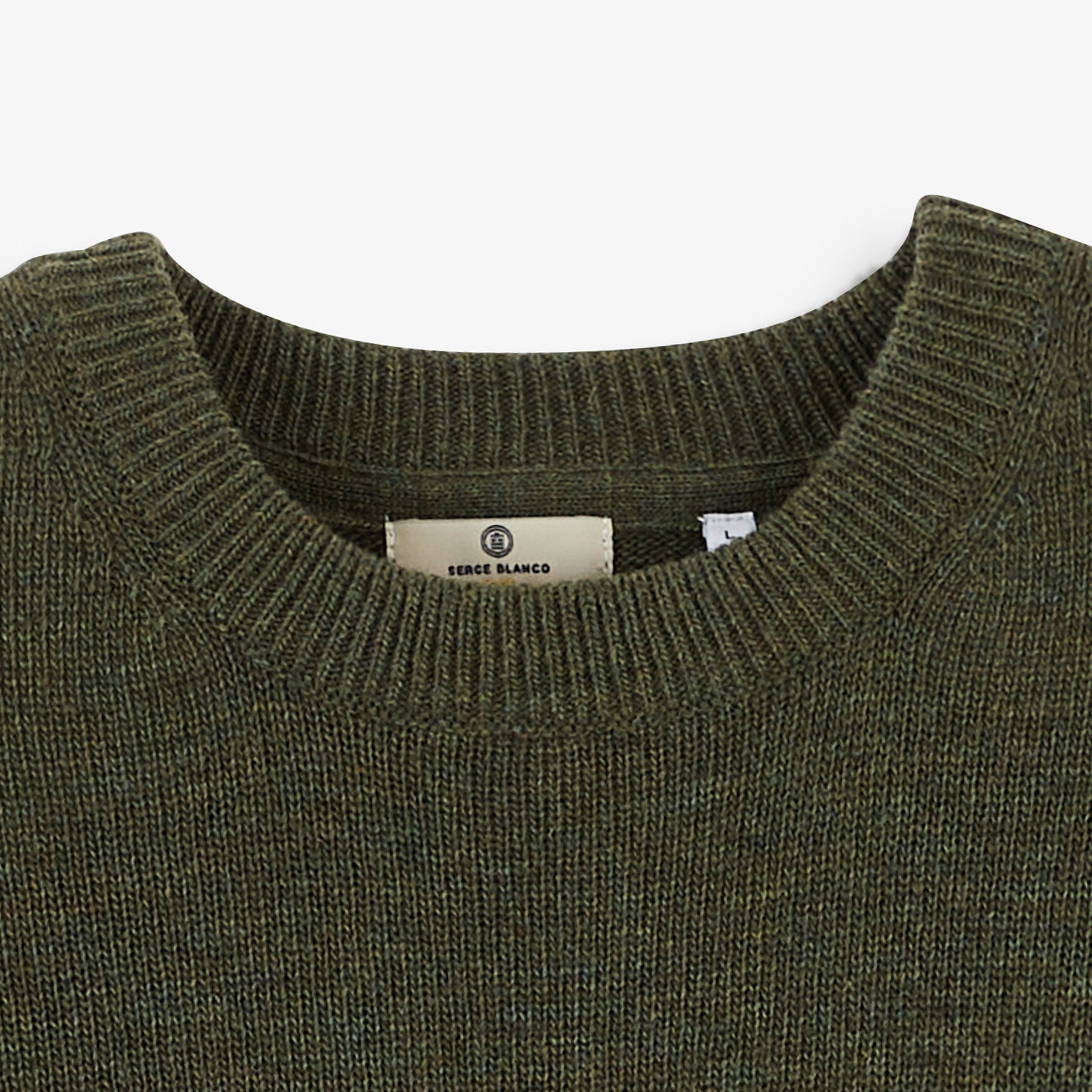 MADANI Moss Green Crew-Neck Wool Sweater sbplay SERGE BLANCO Green