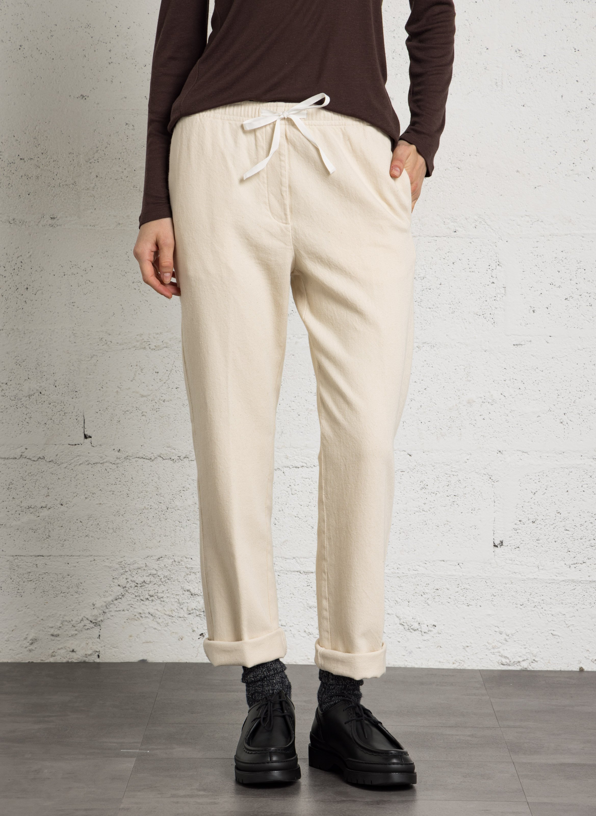 Pantalon droit en coton HARTFORD Beige