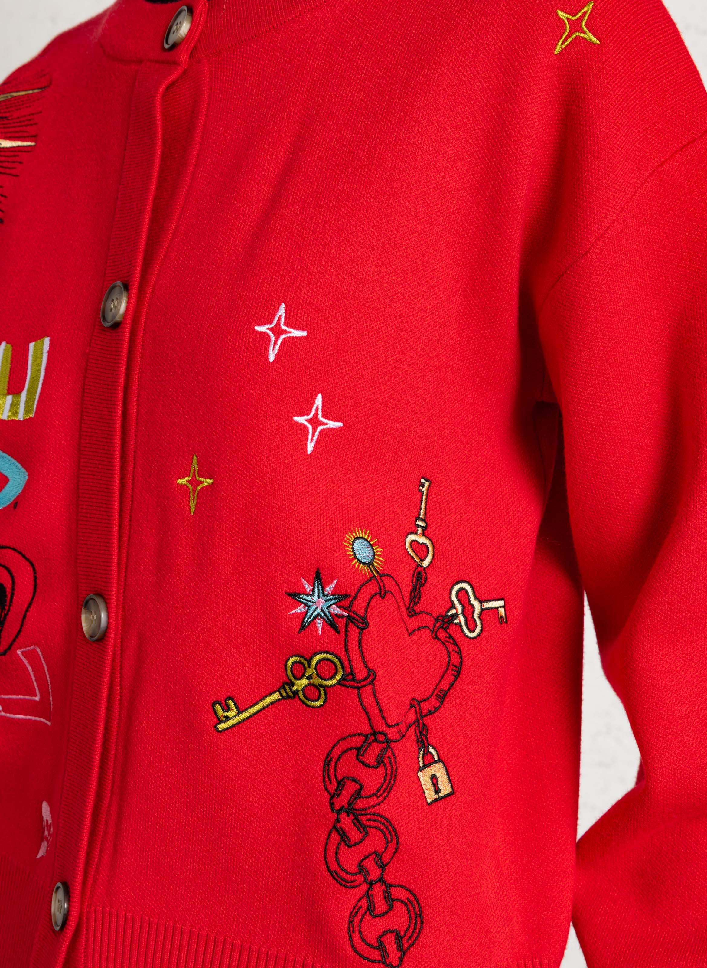 Recht gilet met ronde hals en borduursel NEVER FULLY DRESSED Rood