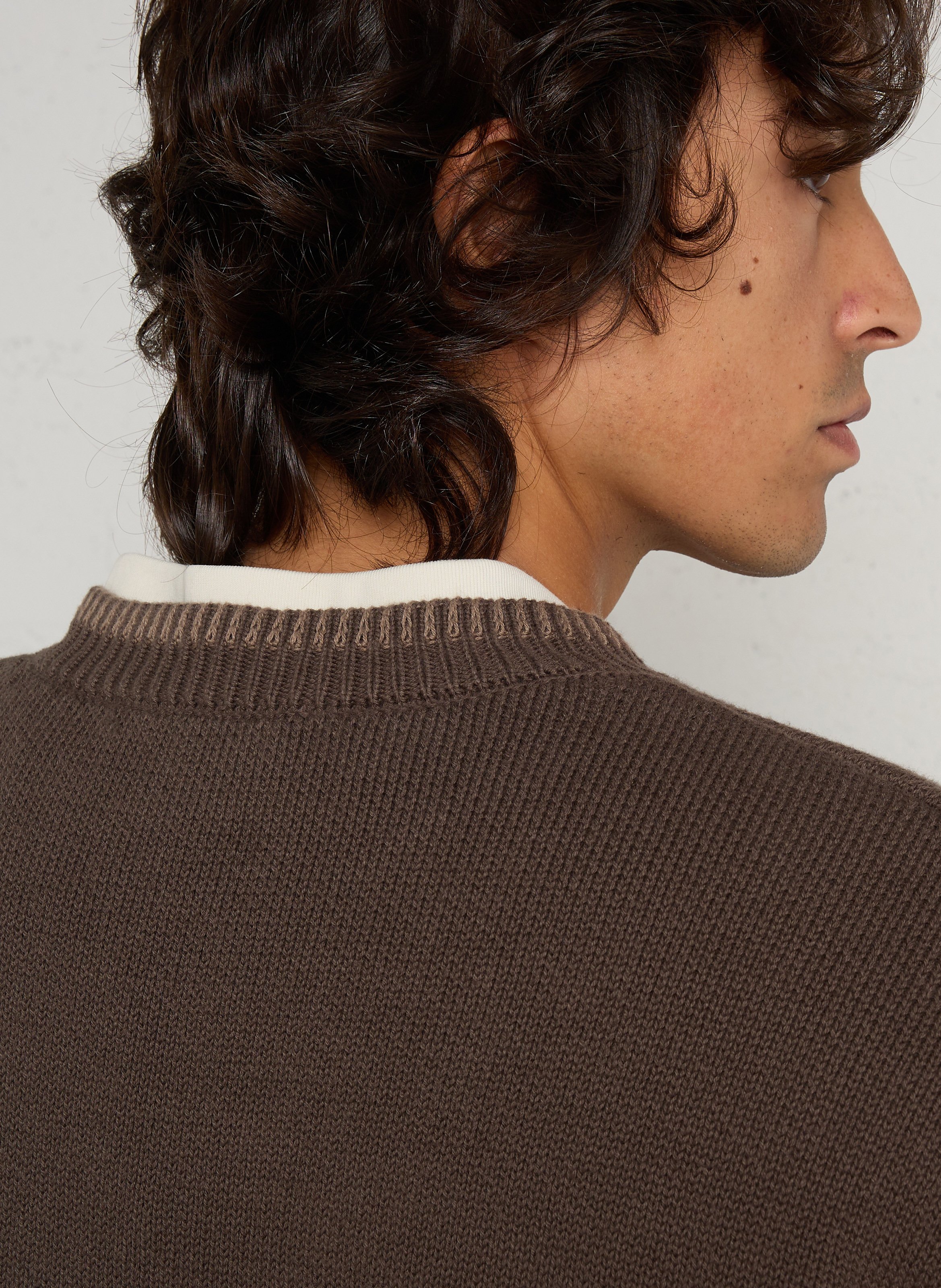 Pull ample col rond en coton MINIMUM Marron
