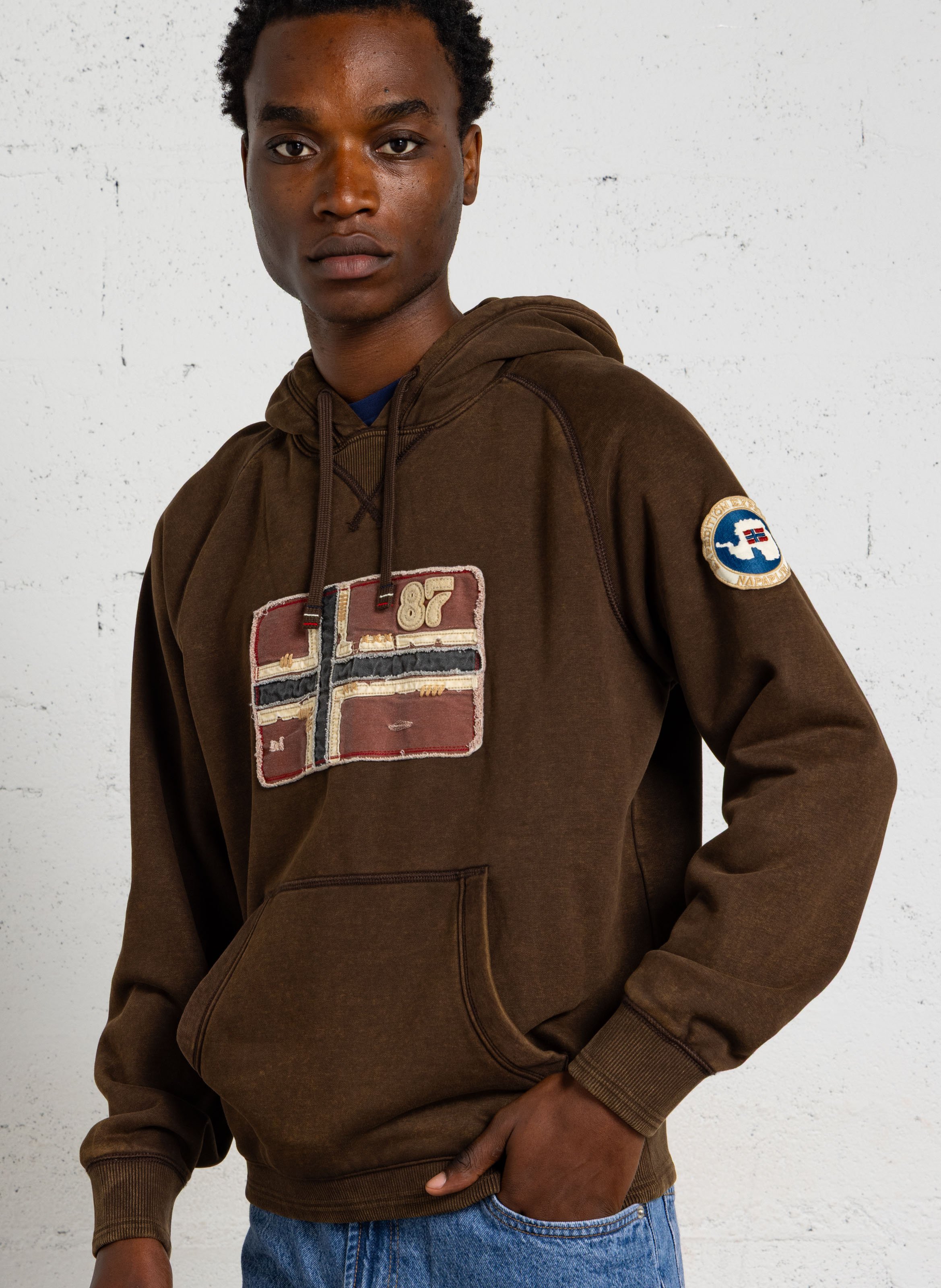 Kapuzensweatshirt aus Baumwoll-Mix NAPAPIJRI Braun
