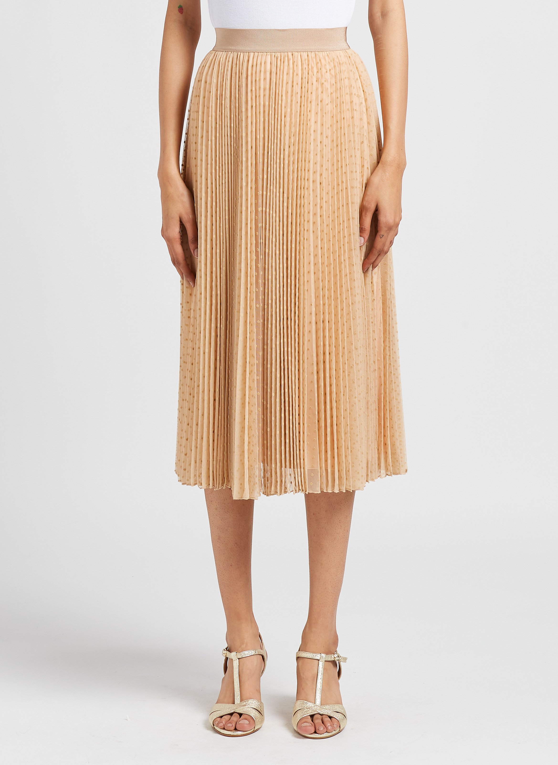 Pleated polka dot midi skirt MAX&Co. White