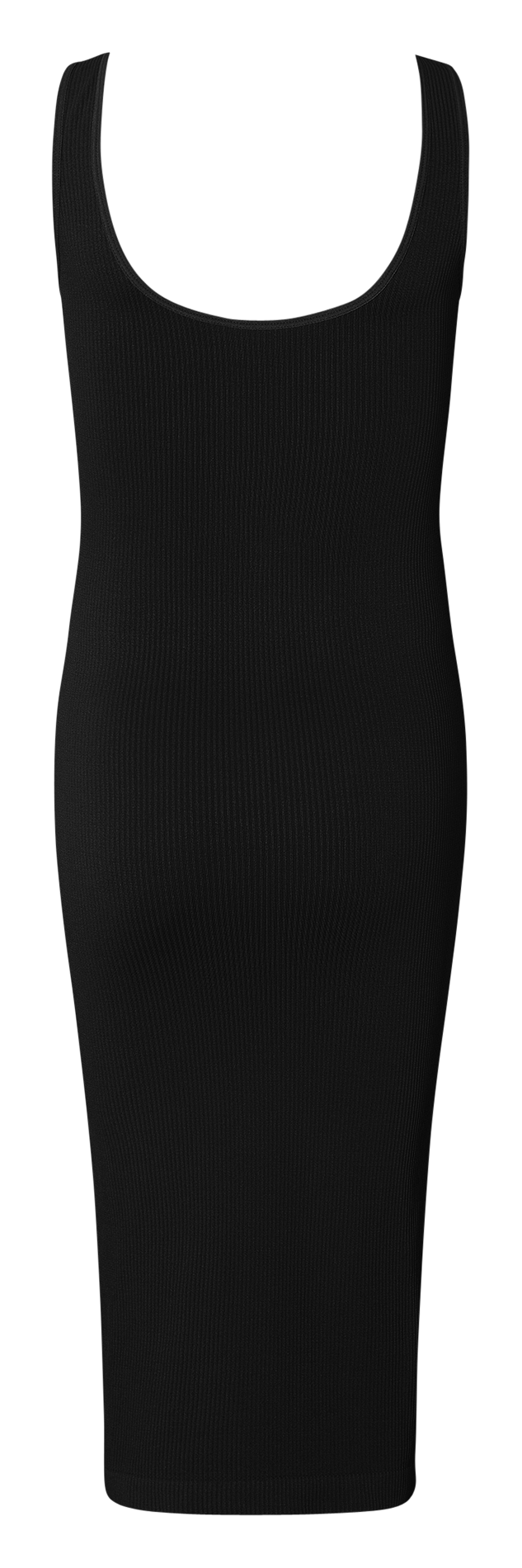 Robe midi col rond côtelée  Noir