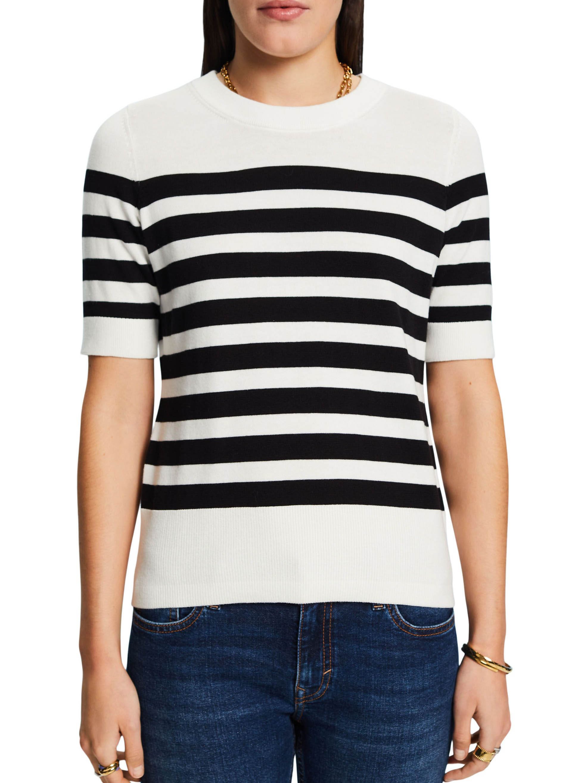 Round-neck cotton sweater White