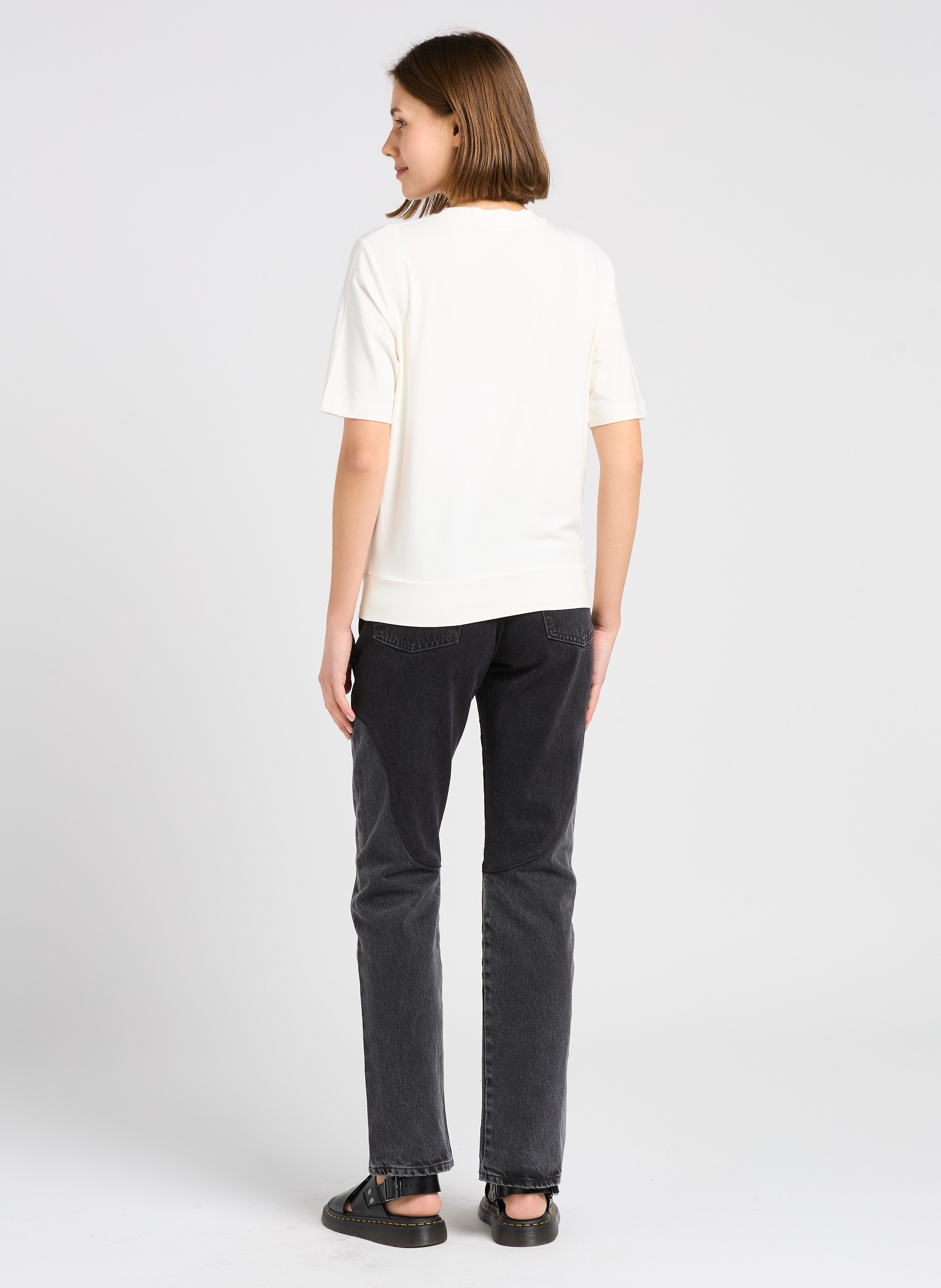 Jean droit taille haute en coton LEVI'S Noir