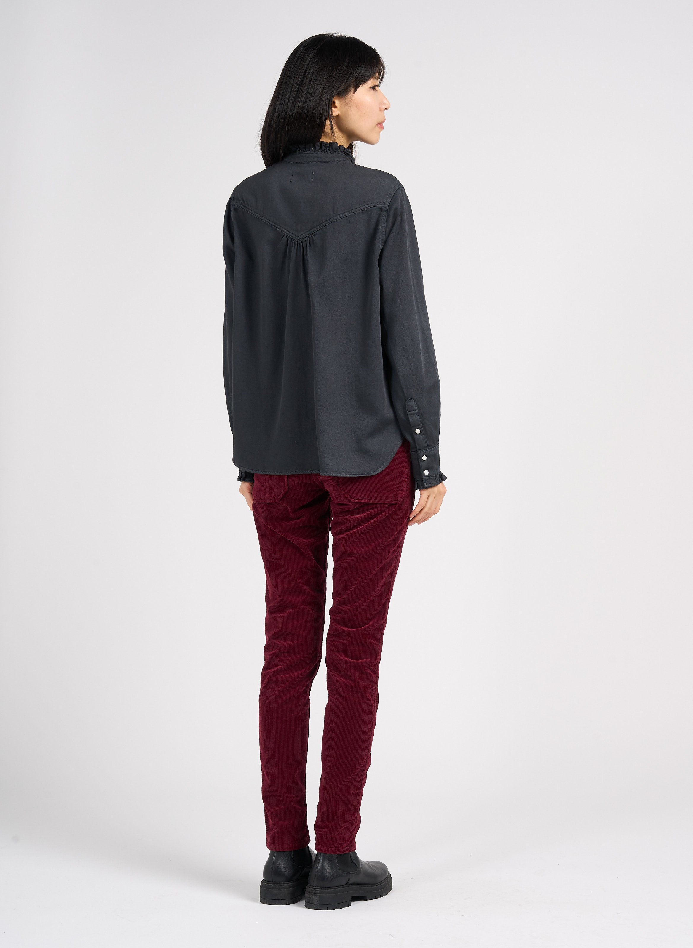 Katoenen blouse met Victoriaanse kraag ACQUAVERDE Grijs