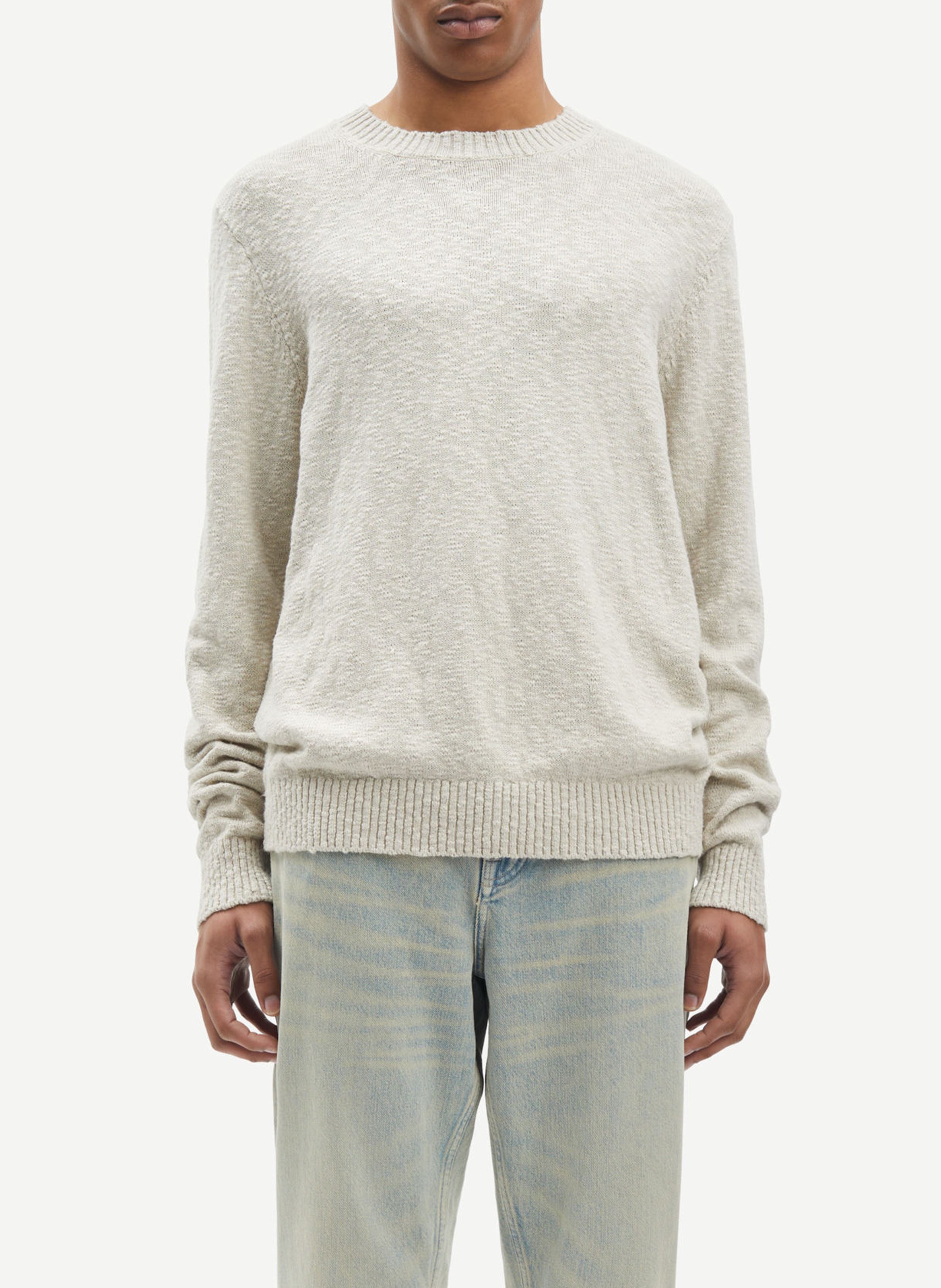 Gerader Baumwollpullover mit Rundhalsausschnitt SAMSOE SAMSOE Beige