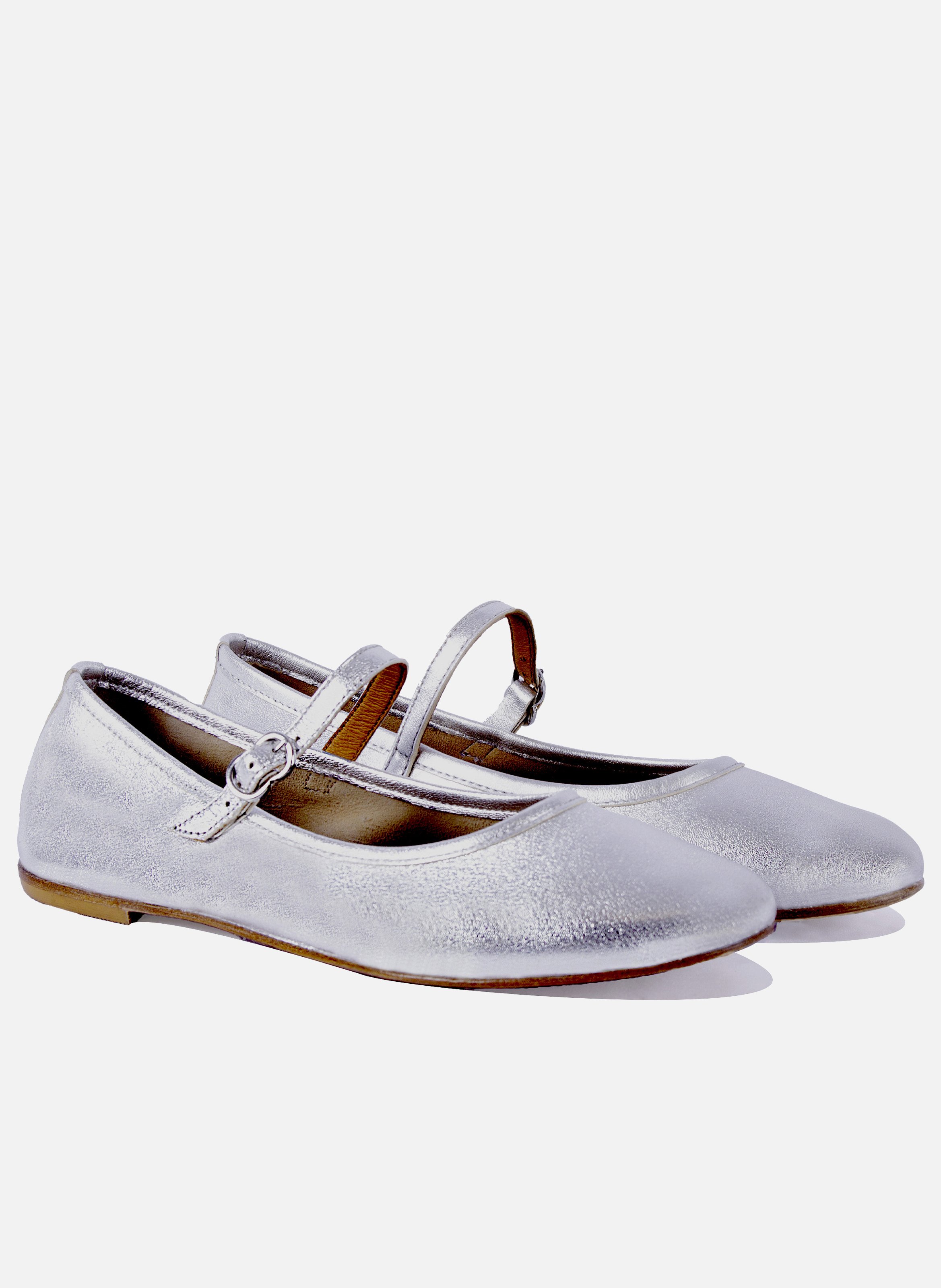 Metallic leather baby shoes JULES & JENN Silver