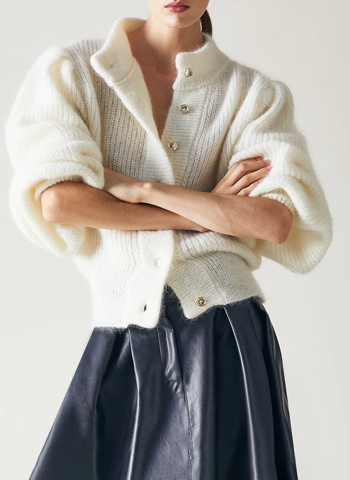 Cardigan en mohair et laine mélangé THE LABEL EDITION Blanc