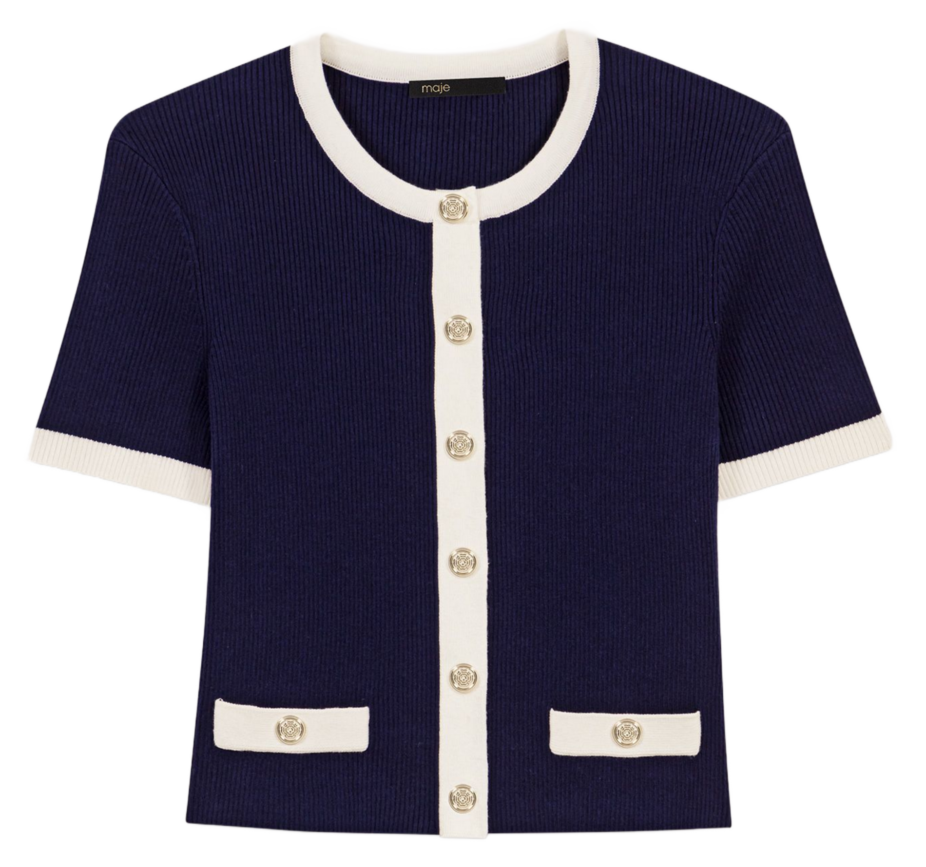 Top col rond en coton mélangé MAJE Bleu