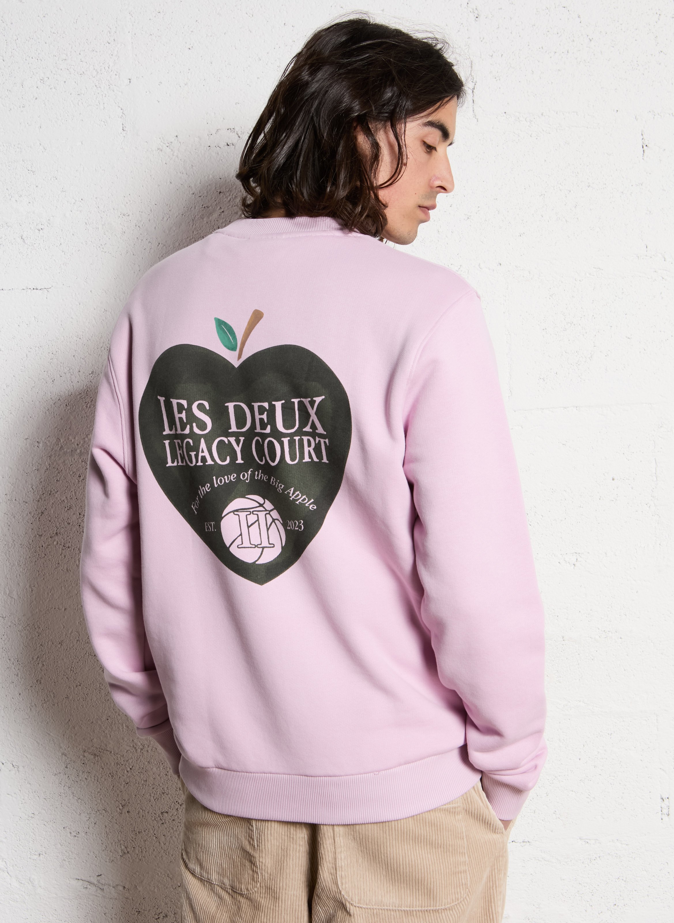 Regular sweatshirt with lettering LES DEUX Pink