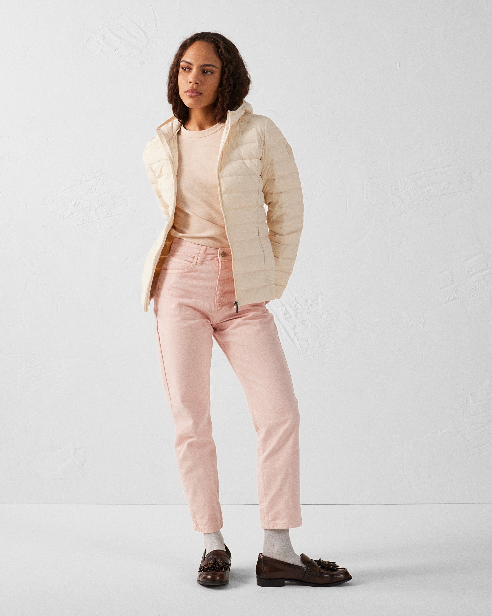 Lightweight stretch hooded puffer jacket Salma JOTT White