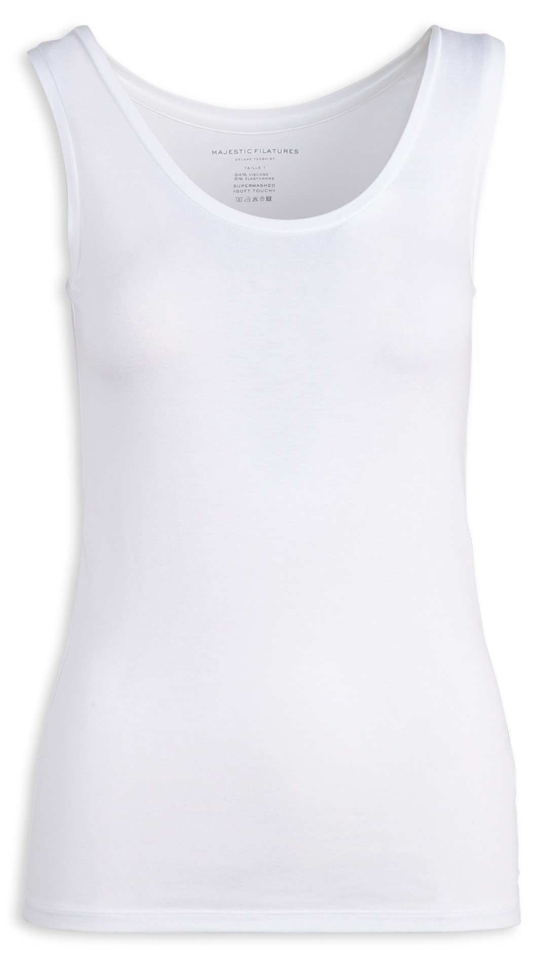 Débardeur droit à bretelles larges MAJESTIC FILATURES Blanc