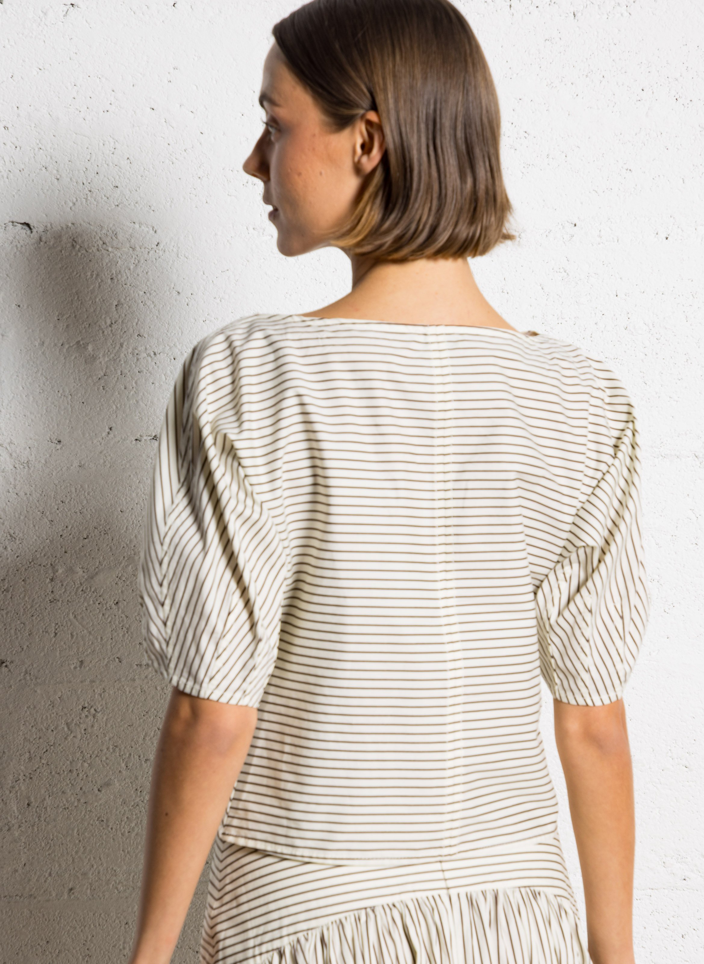 Boat neck top in blended cotton STAUD Multicolored
