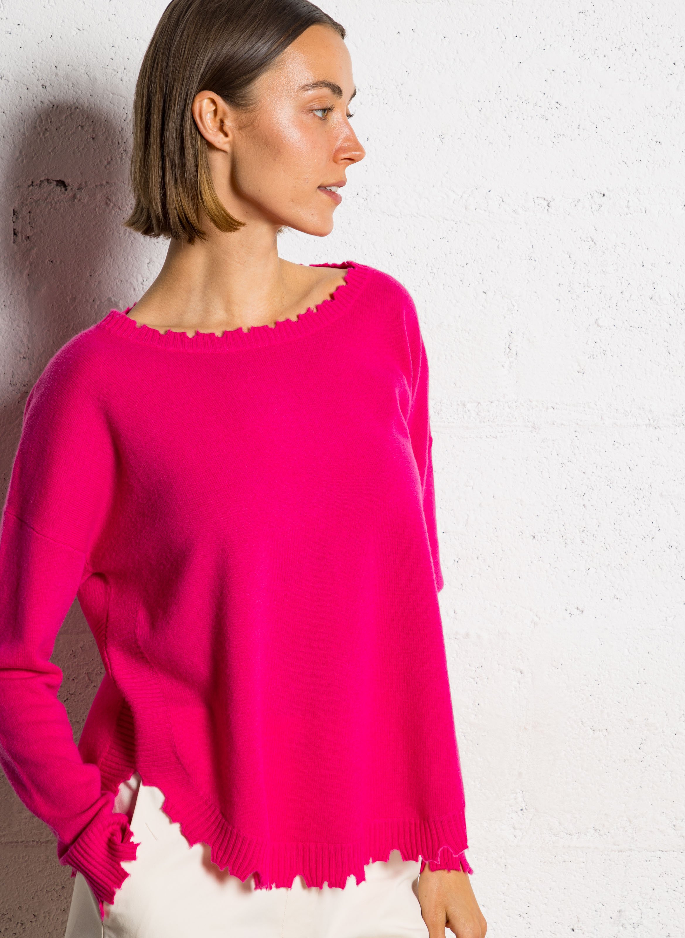 Pull oversize en cachemire maillé KUJTEN Rose