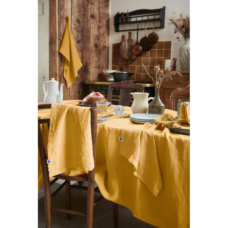 Cotton gauze tablecloth L'EFFET PAPILLON Yellow