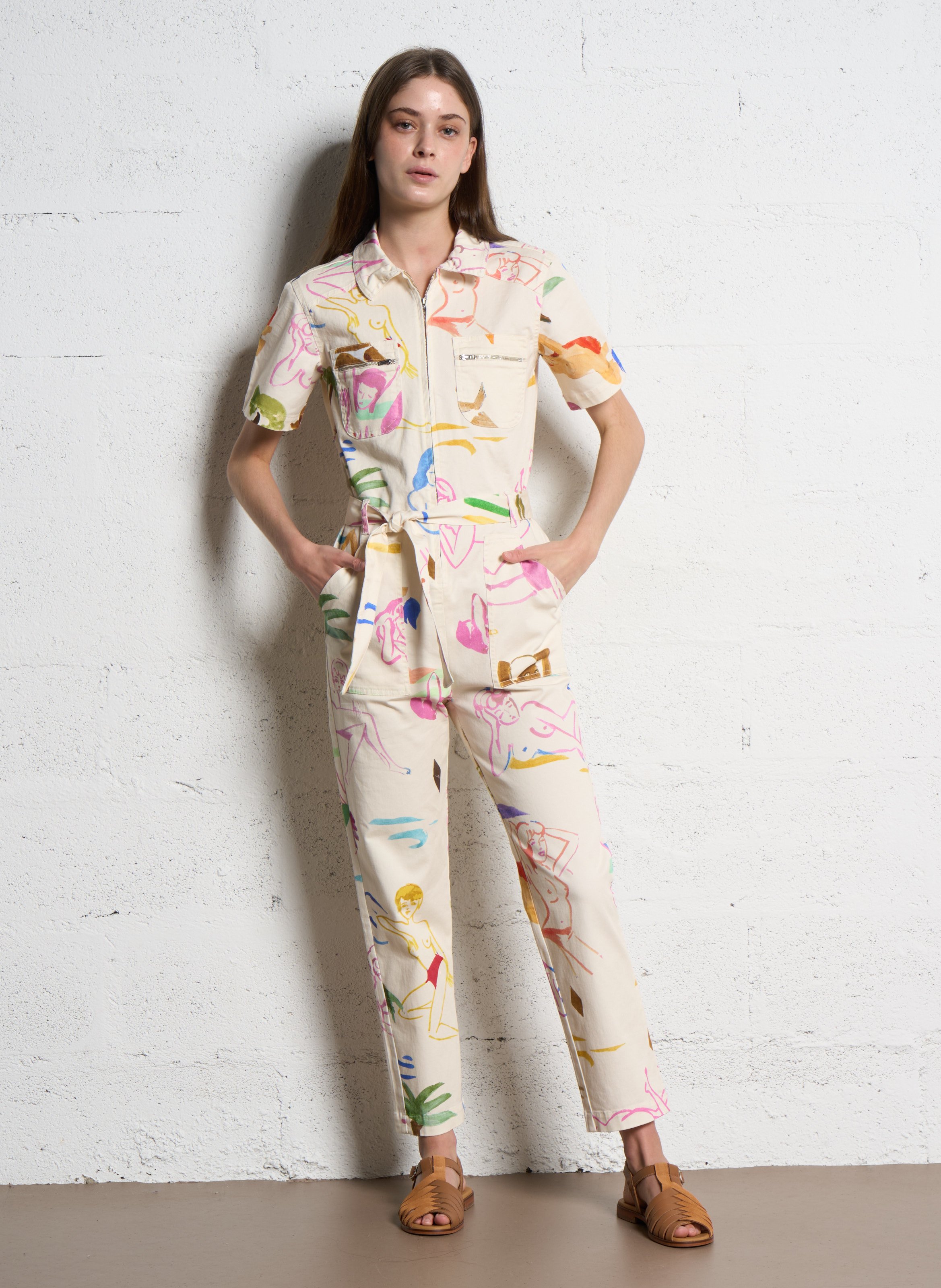 Gerade geschnittener Jumpsuit aus Baumwolle G.KERO Rosa