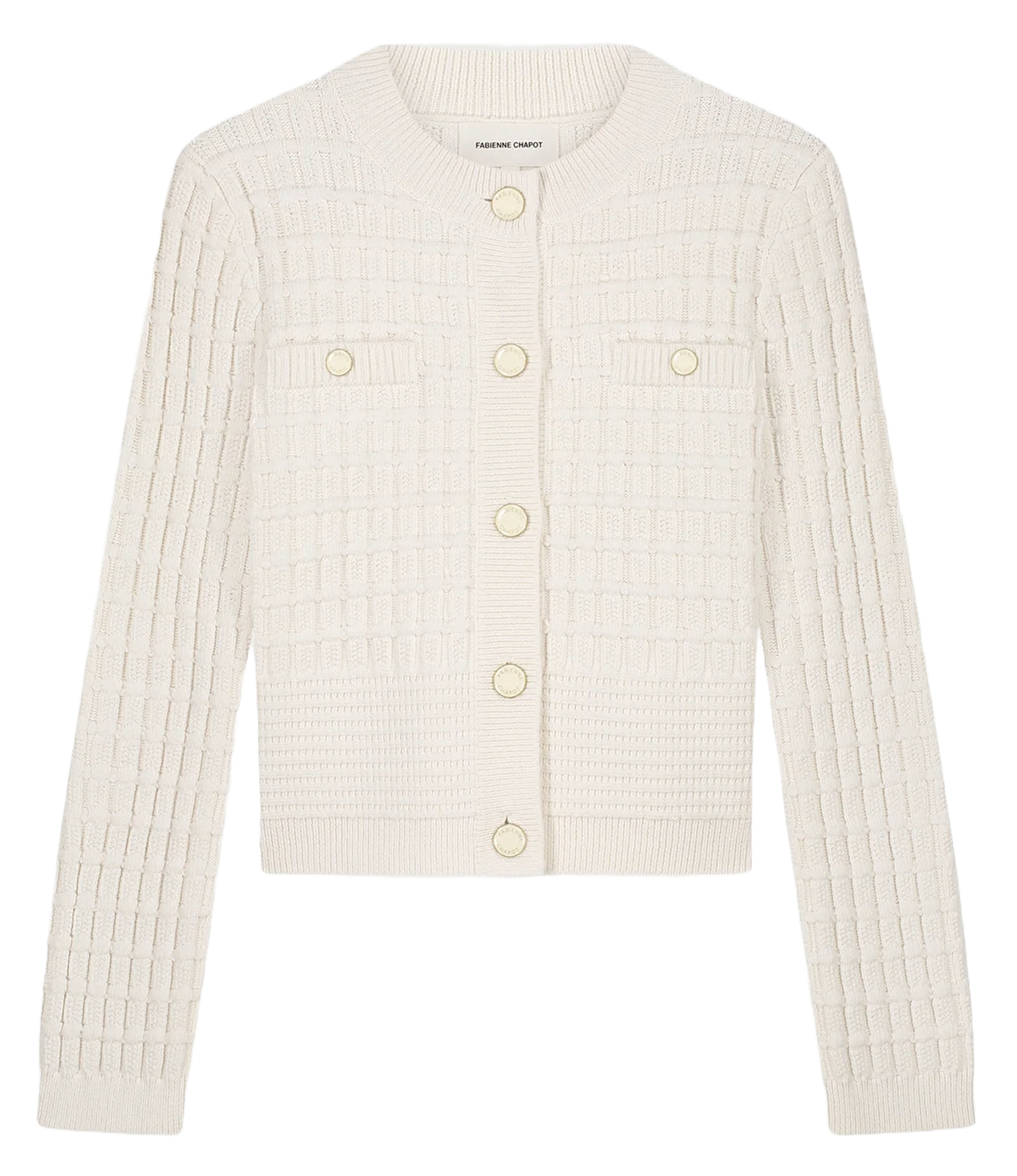 Geribbelde cardigan met knopen FABIENNE CHAPOT Wit