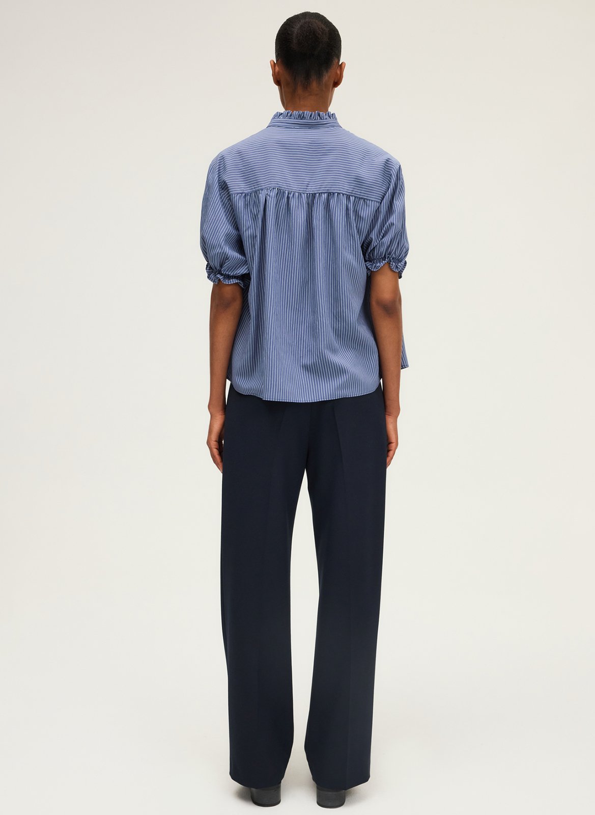 Blouse col victorien à rayures PABLO Bleu