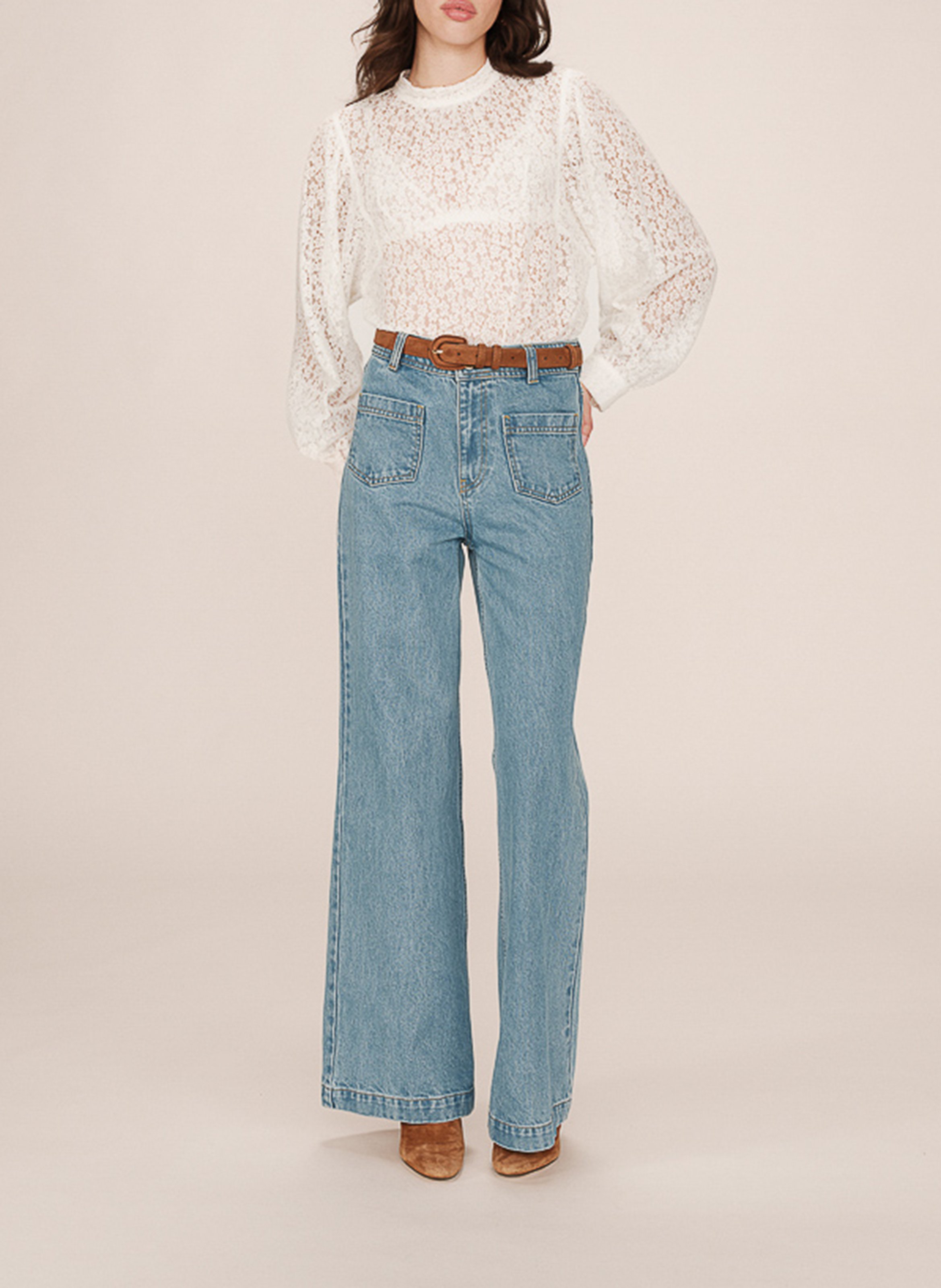 Cotton straight jeans GRACE ET MILA Blue