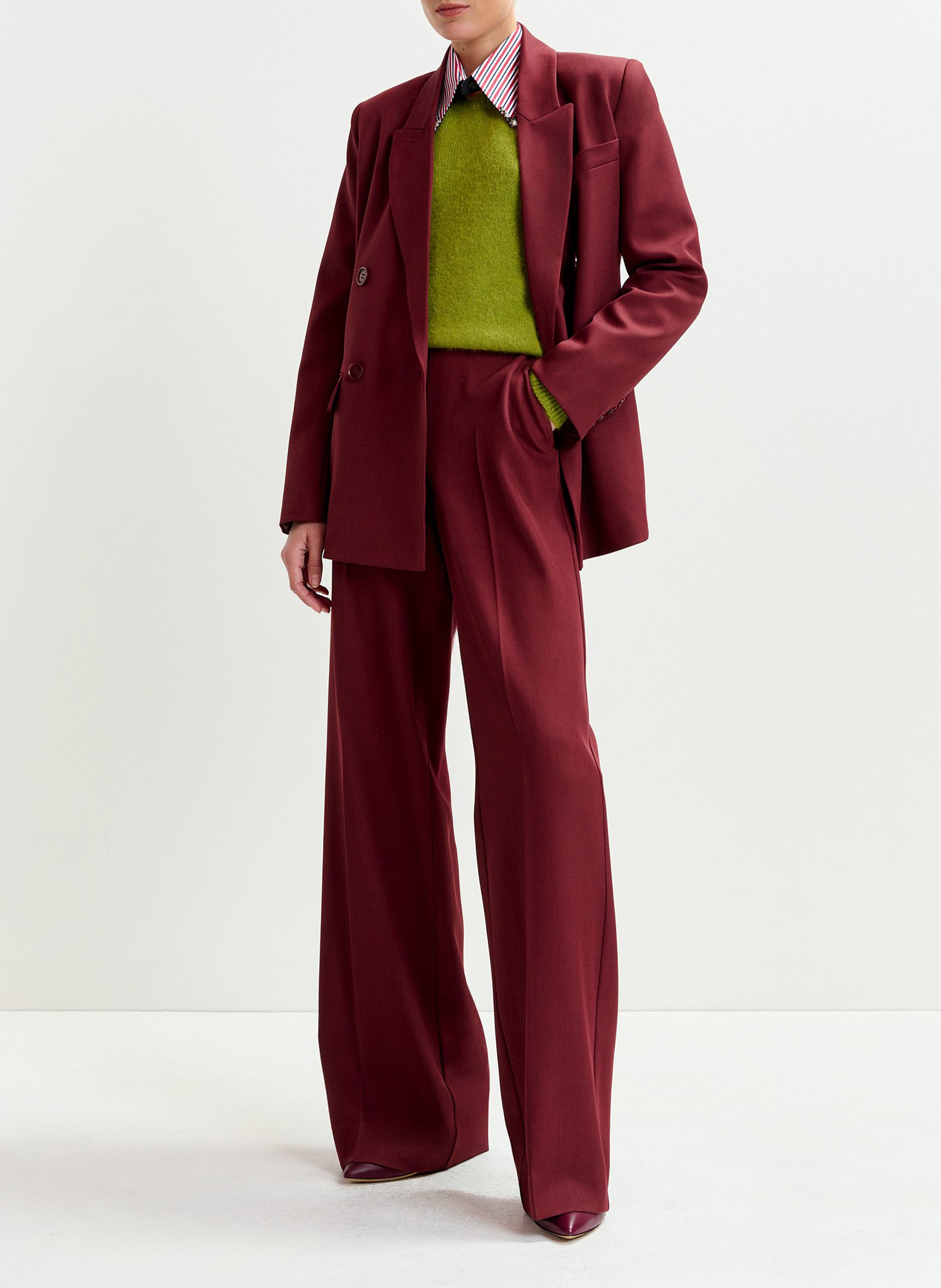 Pantalon tailleur taille haute uni ESSENTIEL ANTWERP Rouge