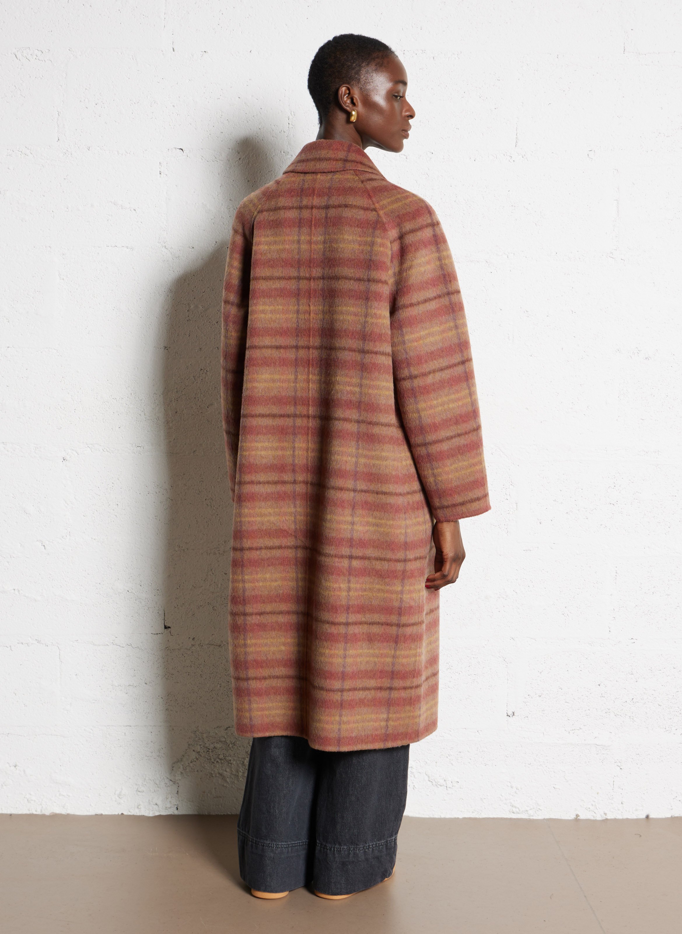 Manteau oversize en laine mélangée DES PETITS HAUTS Multicolore