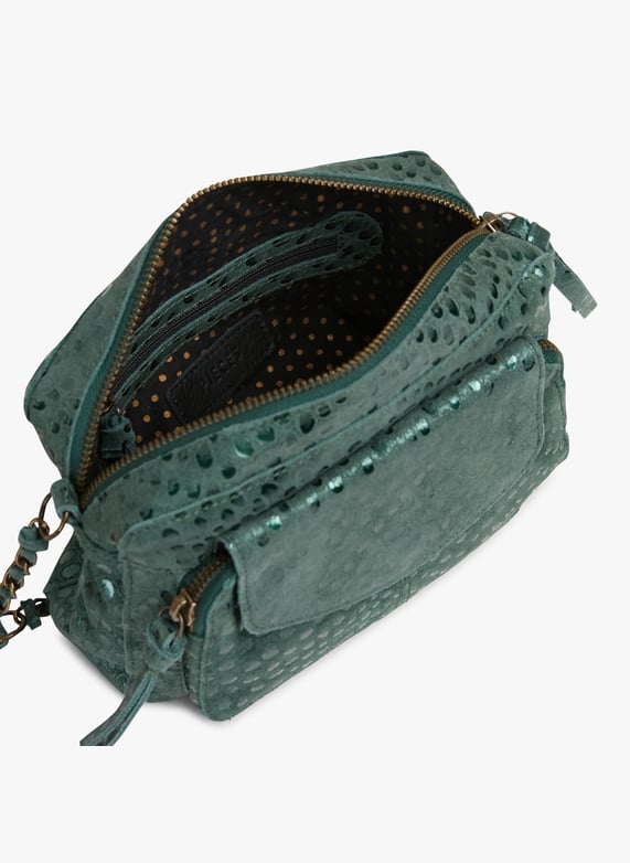 Shiny jacquard leather crossbody bag Green Pieces Women Place