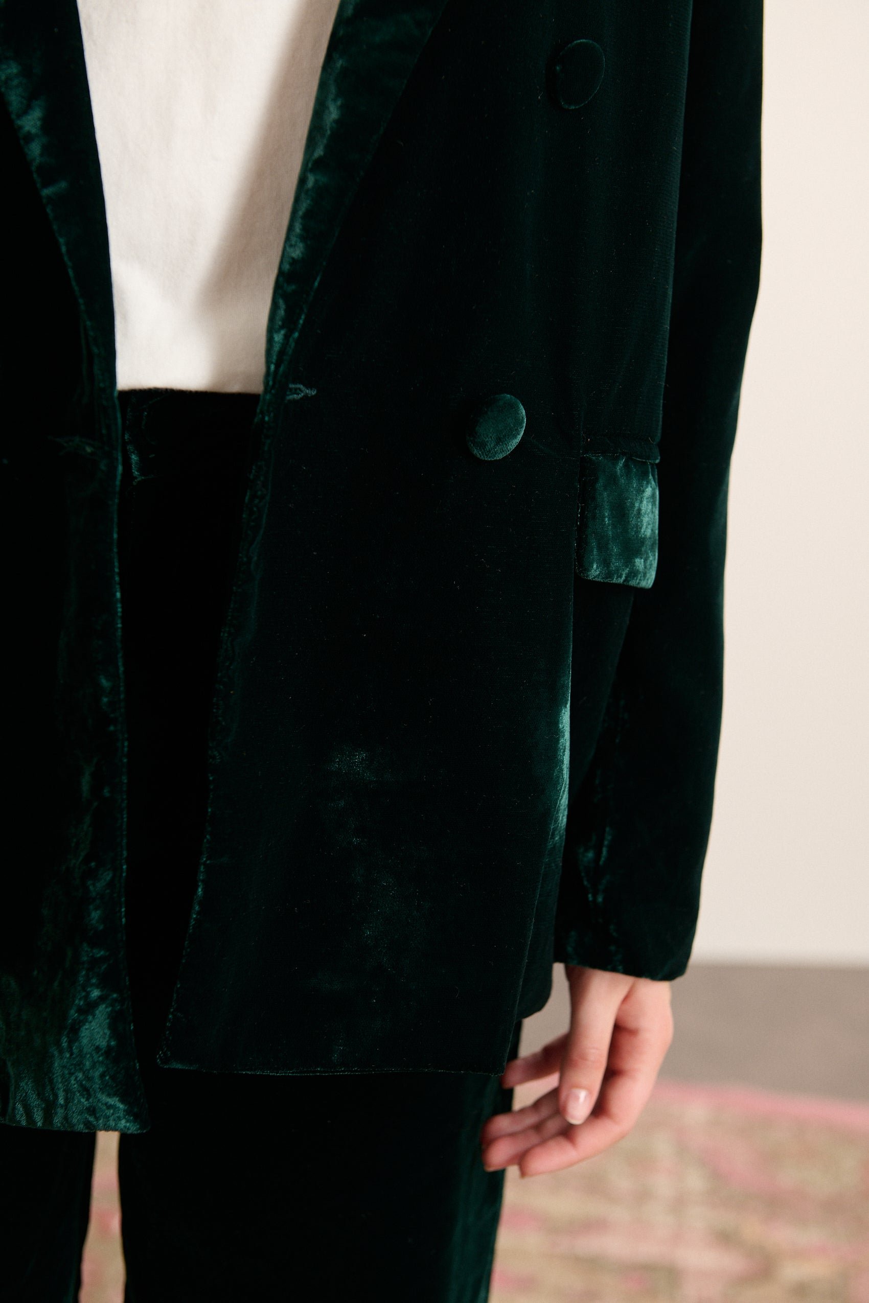 Smooth velvet blazer GARANCE PARIS Green