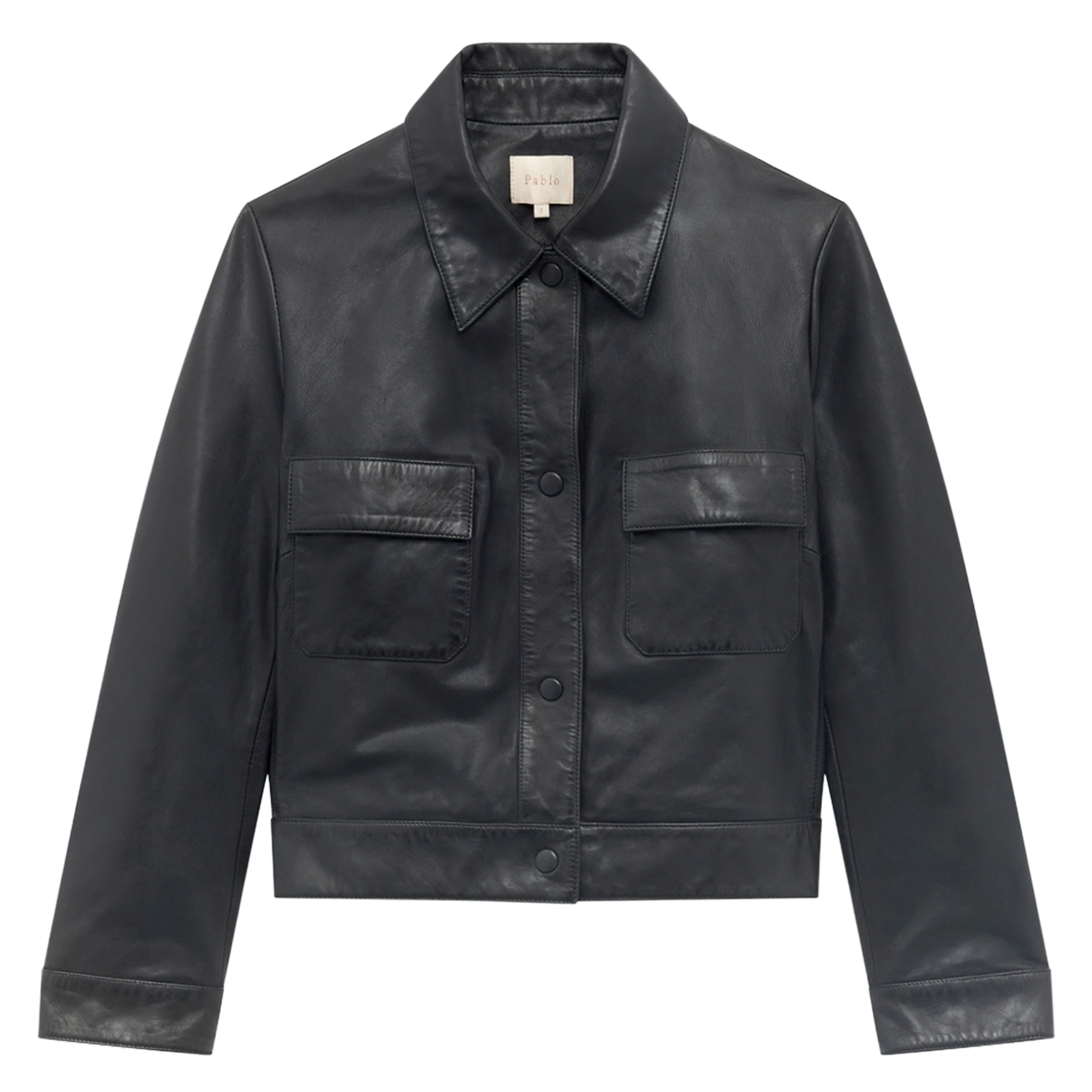 Surchemise droite en cuir PABLO Noir