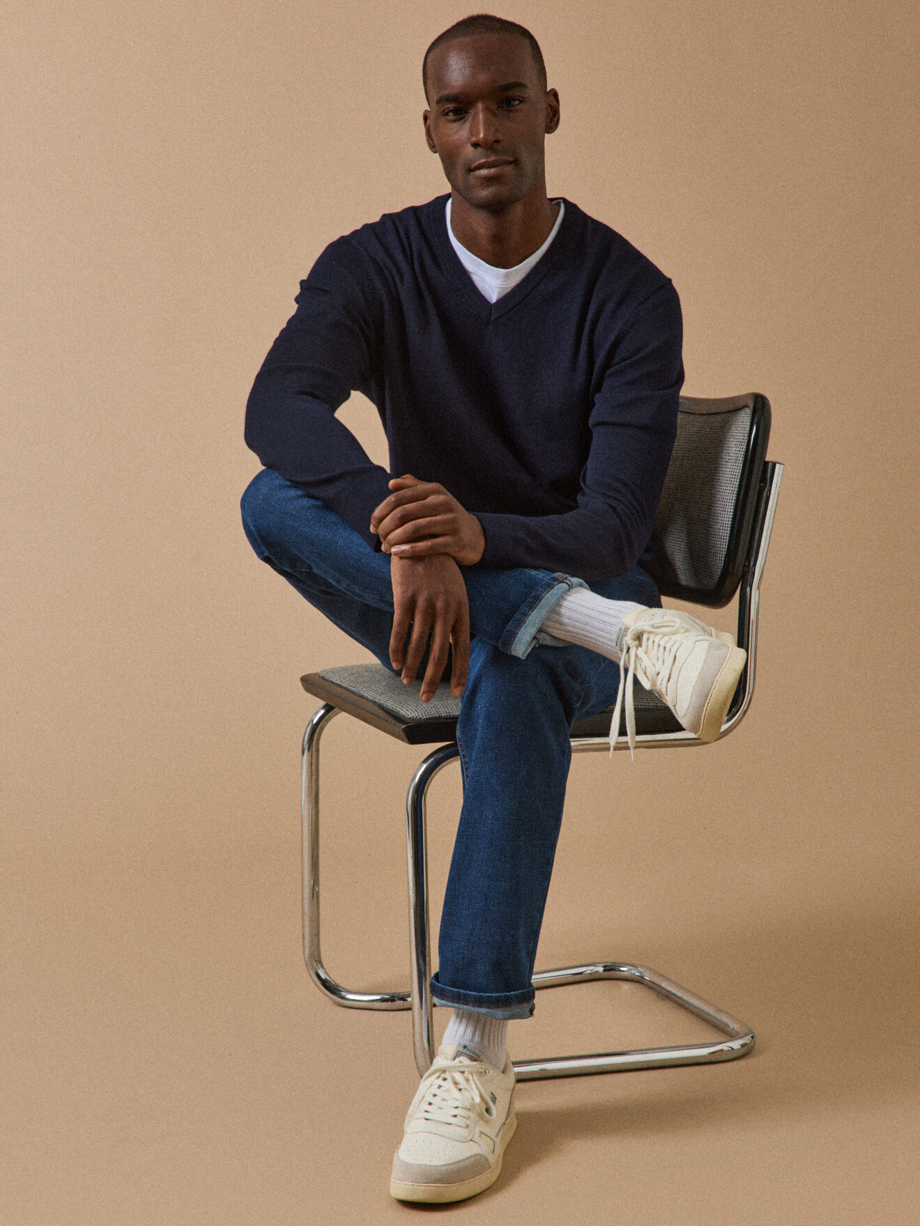 Fine merino wool V-neck sweater CYRILLUS Blue