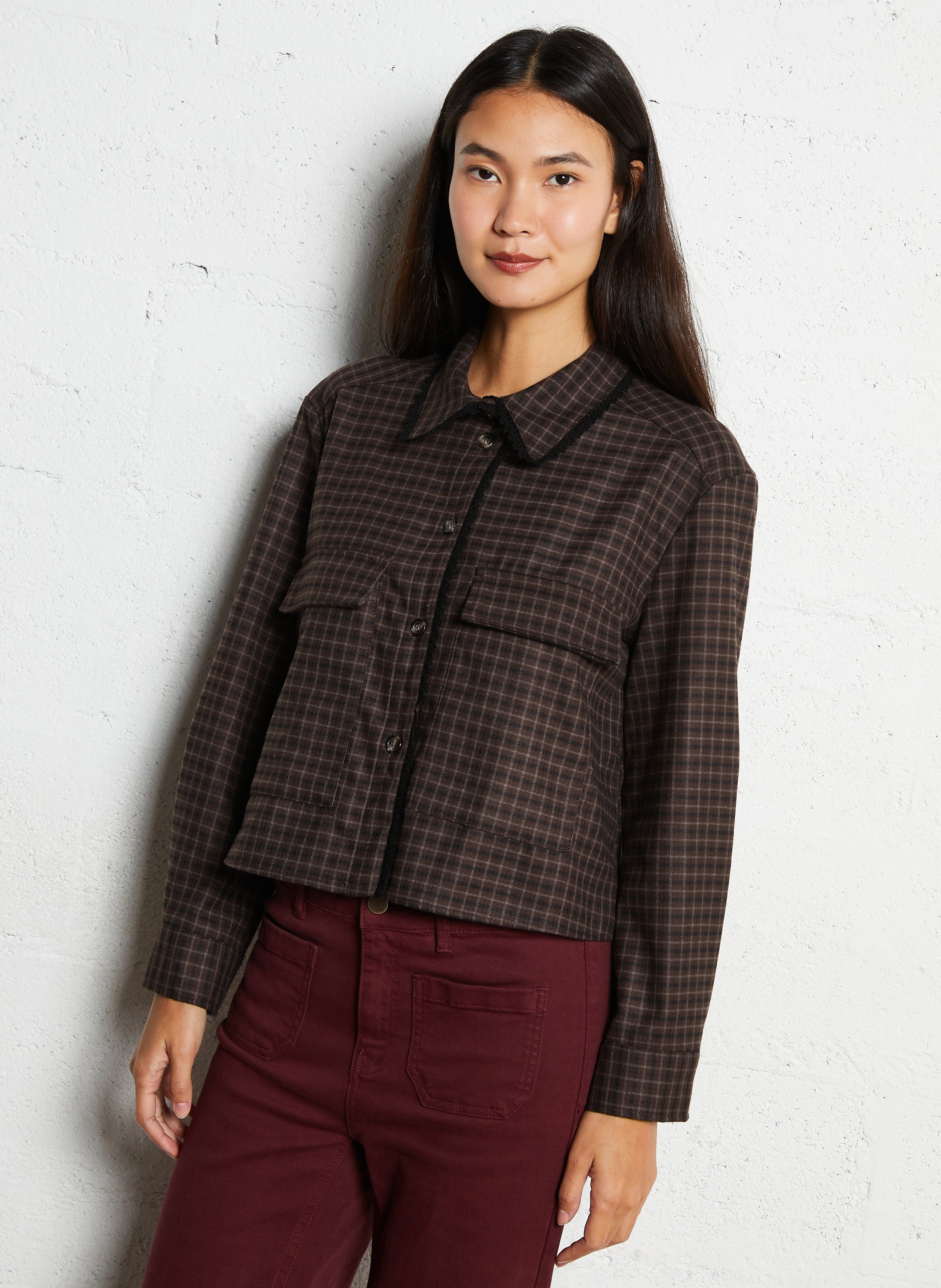 Kort, geruit hemd PLEASE Bruin