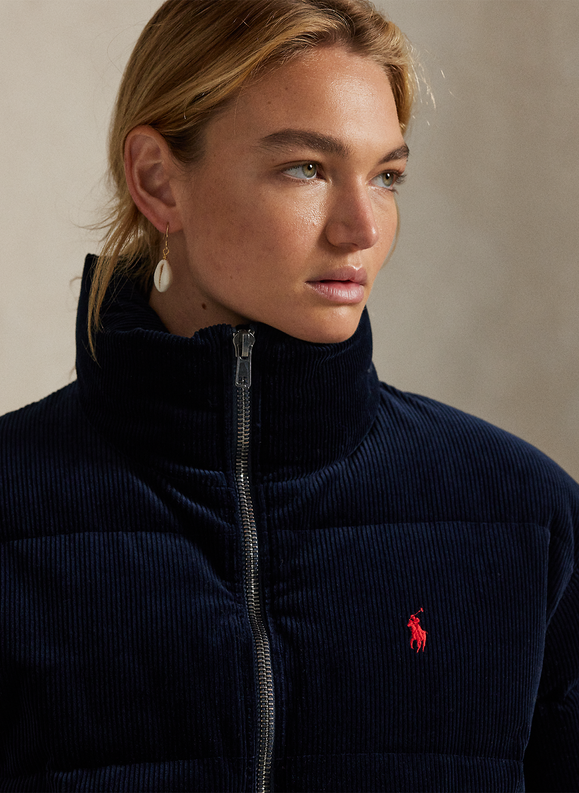 Doudoune col montant en coton mélangé POLO RALPH LAUREN Bleu