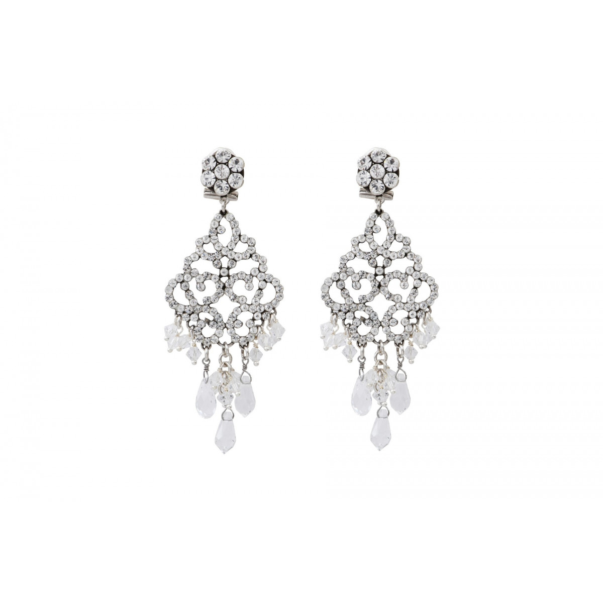 Romantic pierced earrings with prestigious crystals SATELLITE PARIS No Color