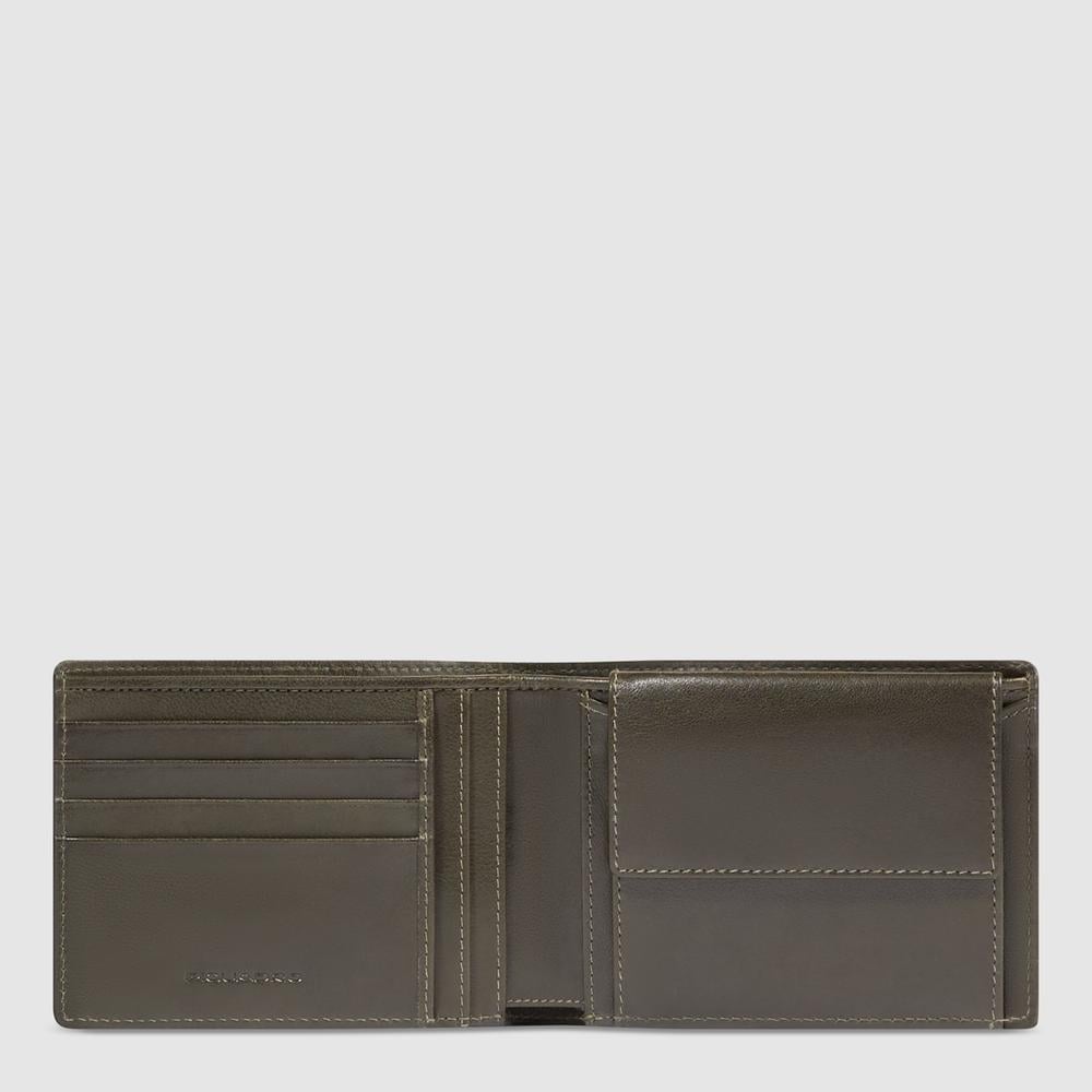 Men's leather wallet with coin pocket and RFID protection PIQUADRO Green