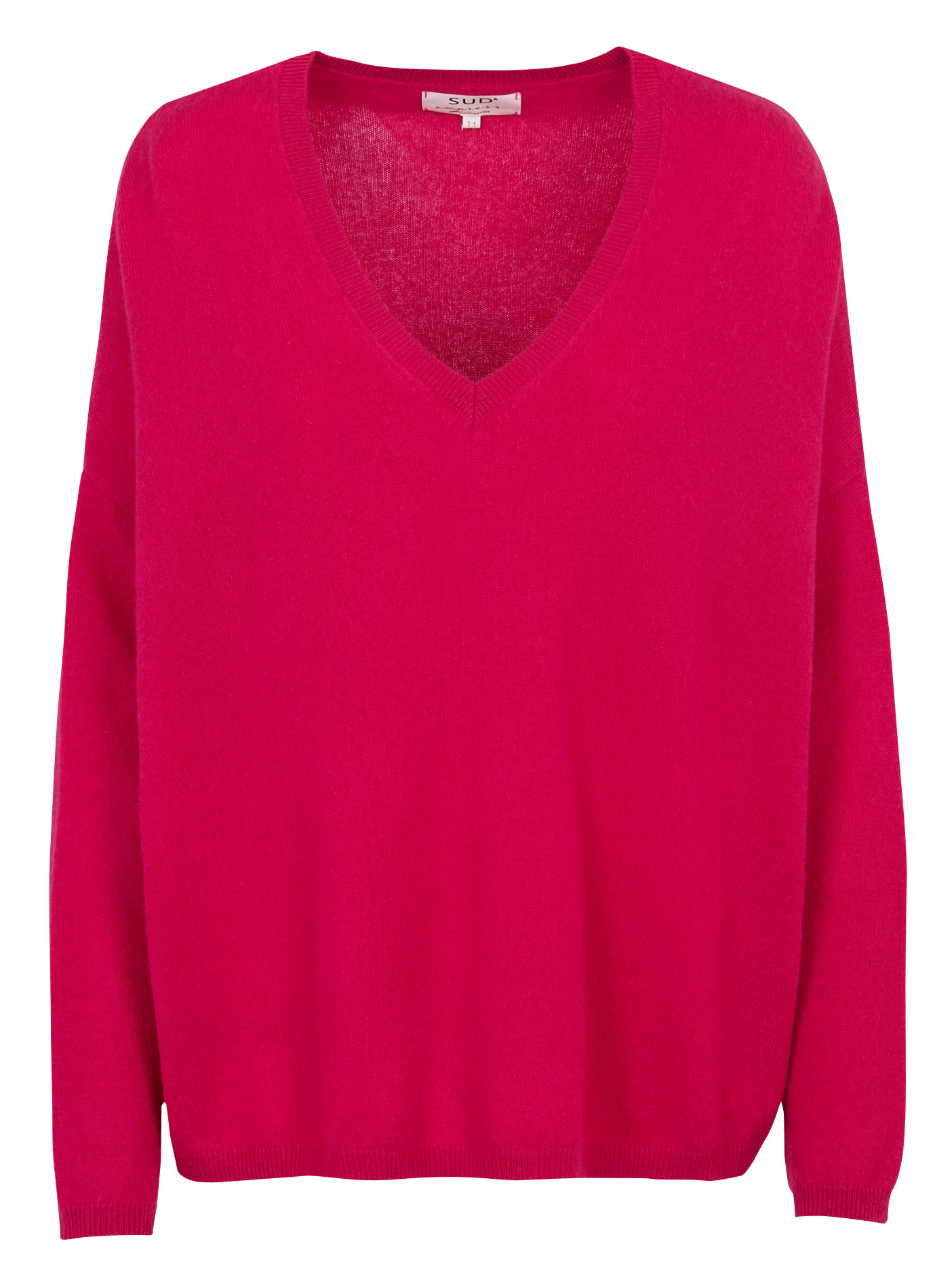 Pull col v en cachemire  SUD EXPRESS Rouge