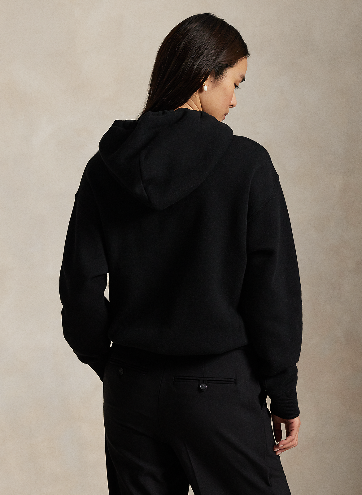 Sweat col rond en coton mélangé POLO RALPH LAUREN Noir